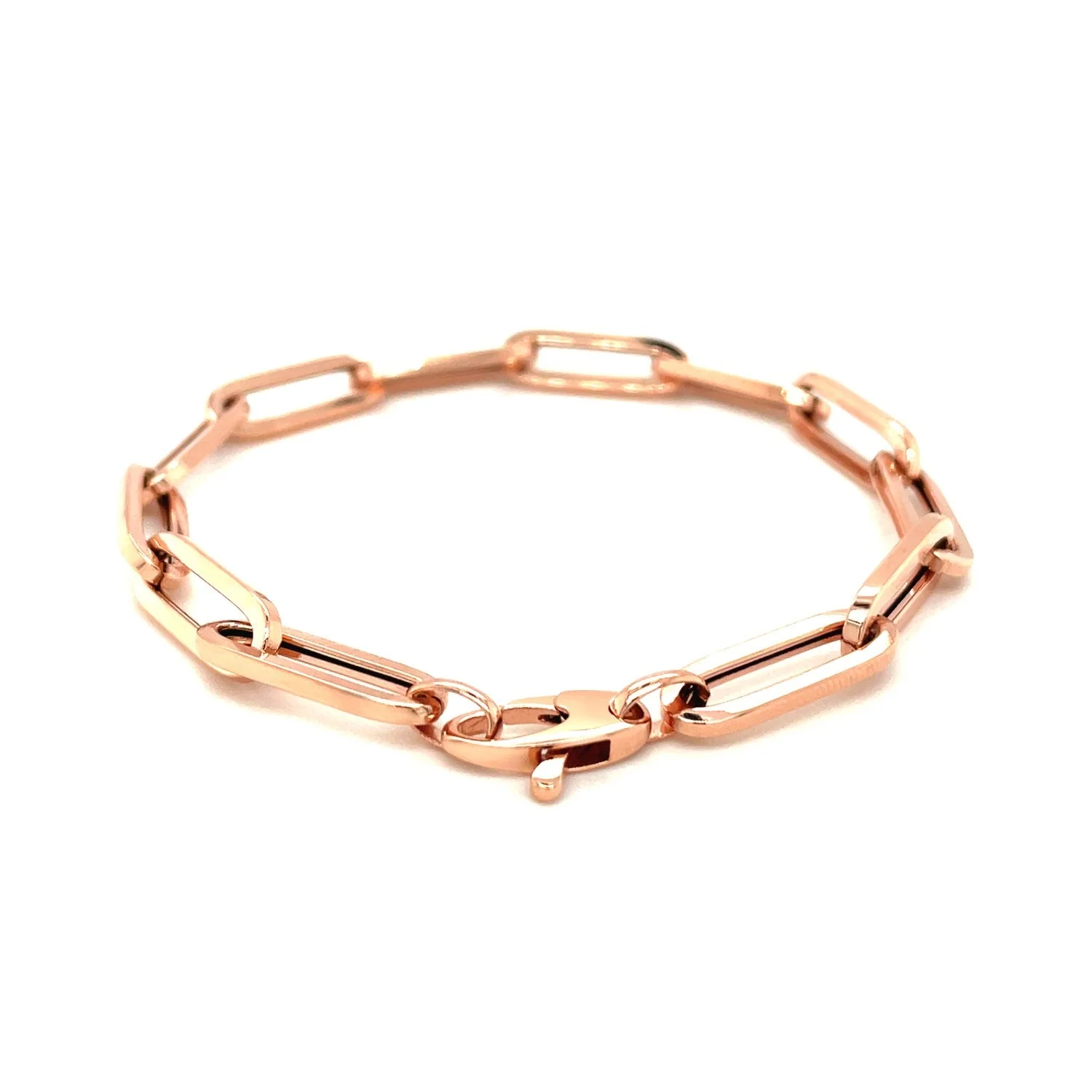 14K Rose Gold Extra Wide Paperclip Chain Bracelet - Image 6
