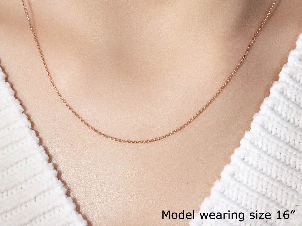14k Rose Gold Oval Cable Link Chain 0.97mm - Image 10
