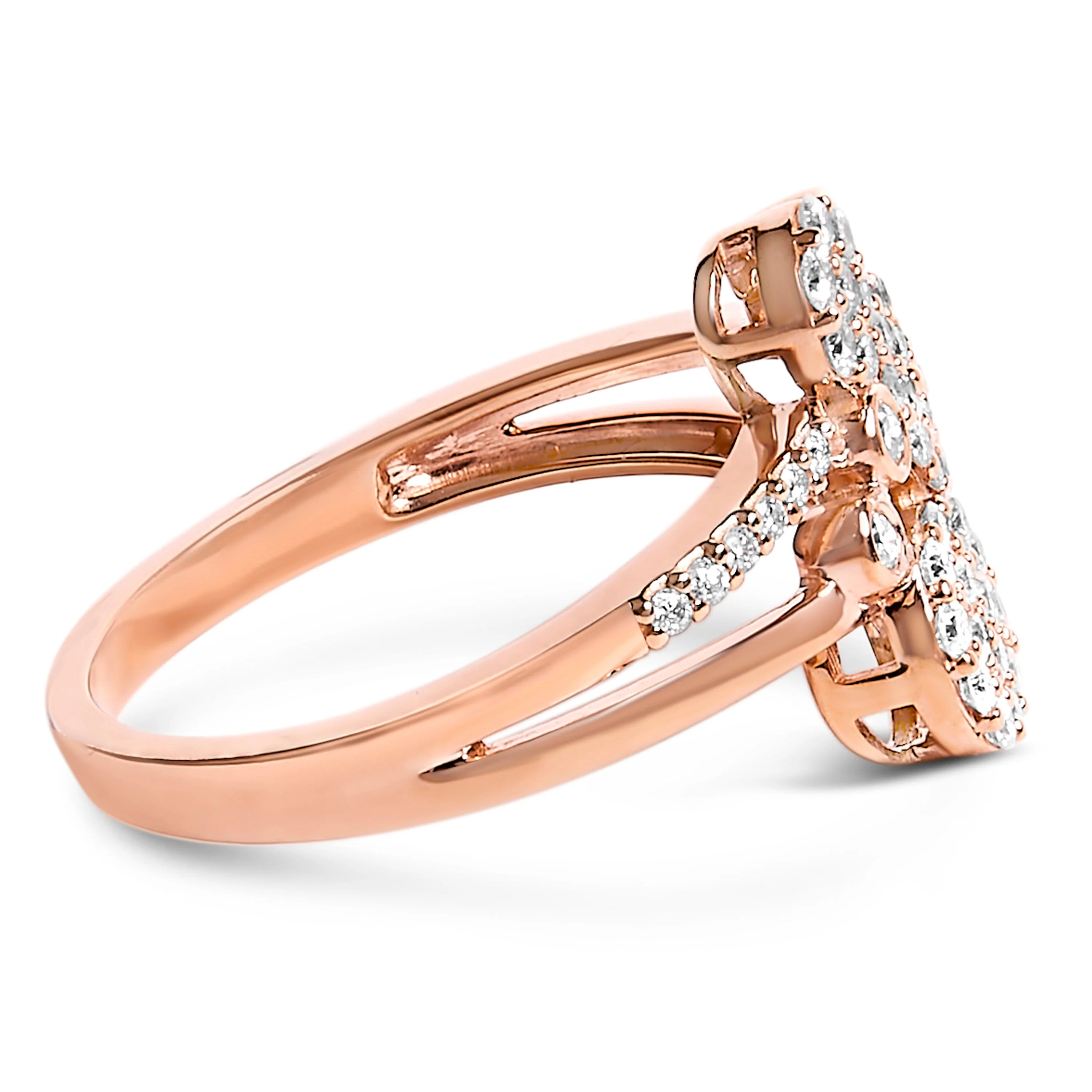 14K Rose Gold Plated .925 Sterling Silver 1/2 Cttw Diamond Scatter Composite Bypass Ring (I-J Color, I1-I2 Clarity) - Size 7 - Image 2