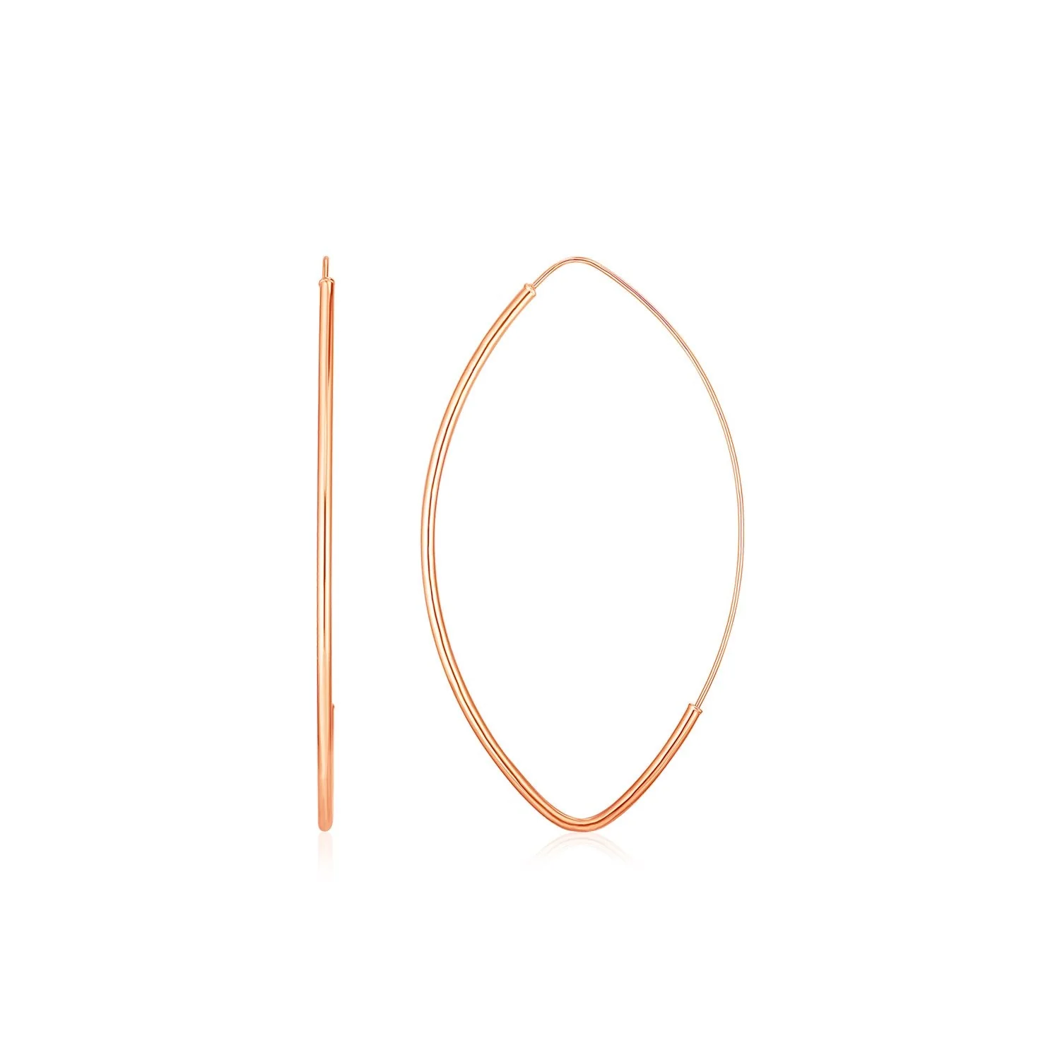 14k Rose Gold Polished Long Marquise Motif Earrings - Image 2
