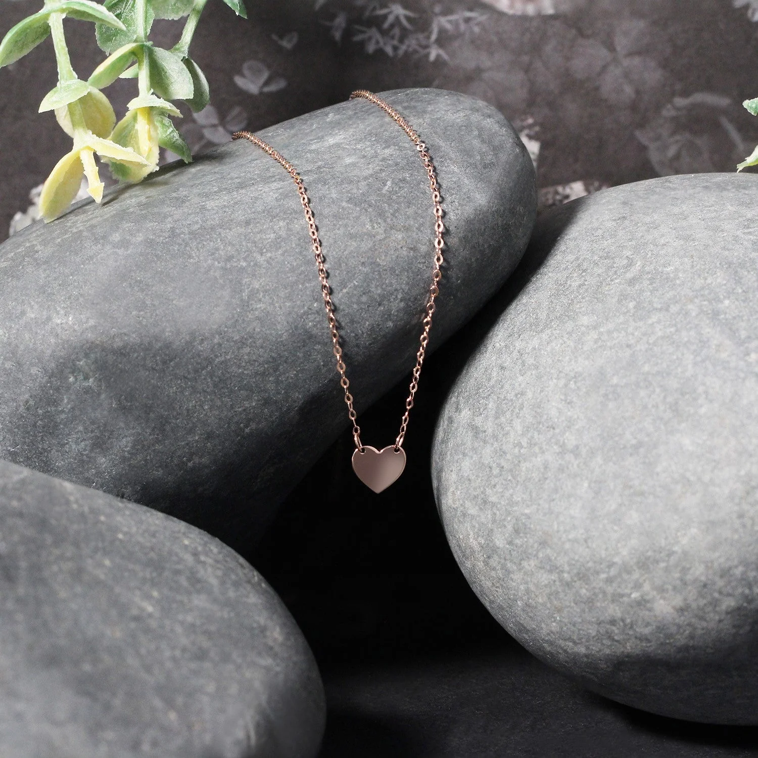 14k Rose Gold Polished Mini Heart Necklace - Image 10