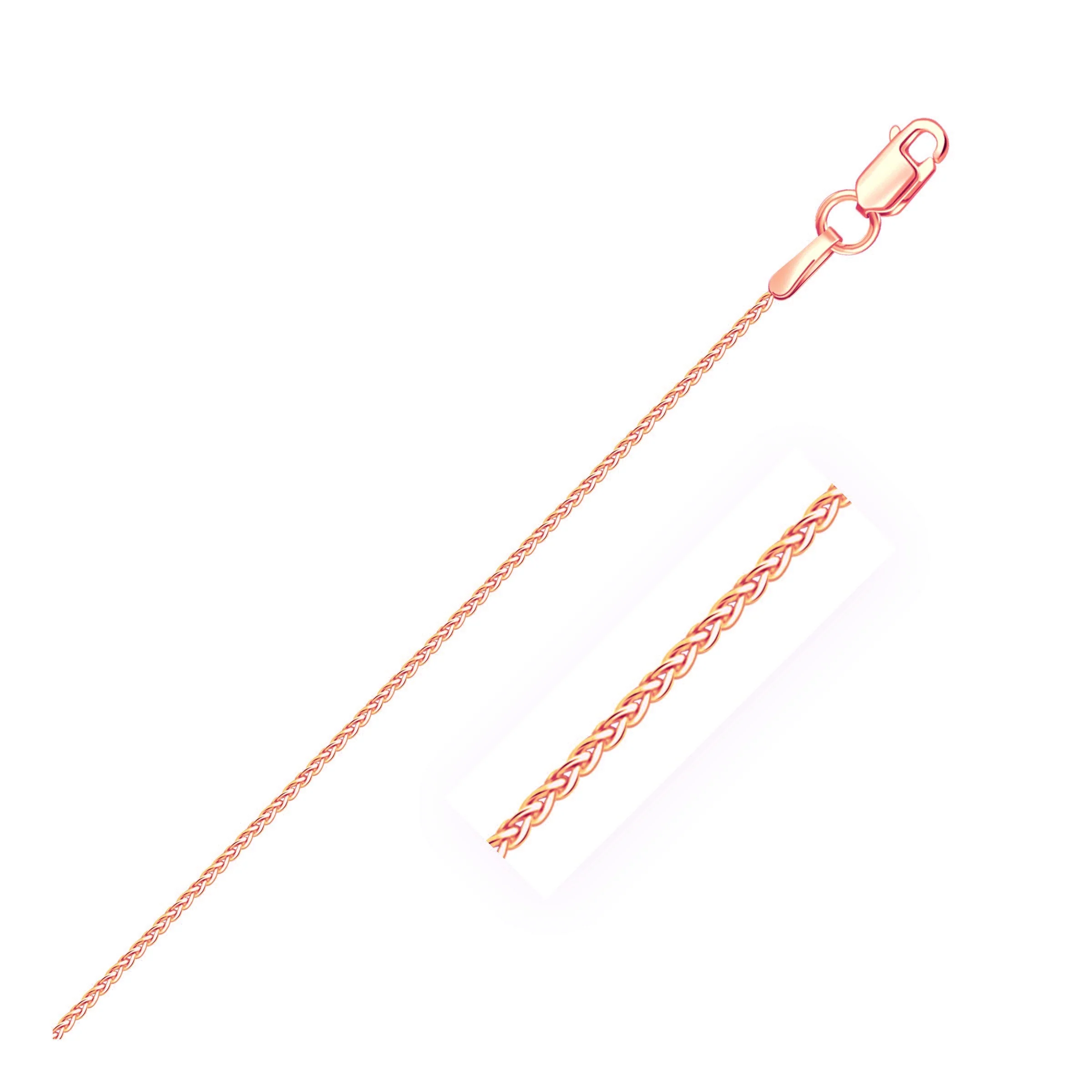 14k Rose Gold Round Wheat Chain (1.00 mm) - Image 4
