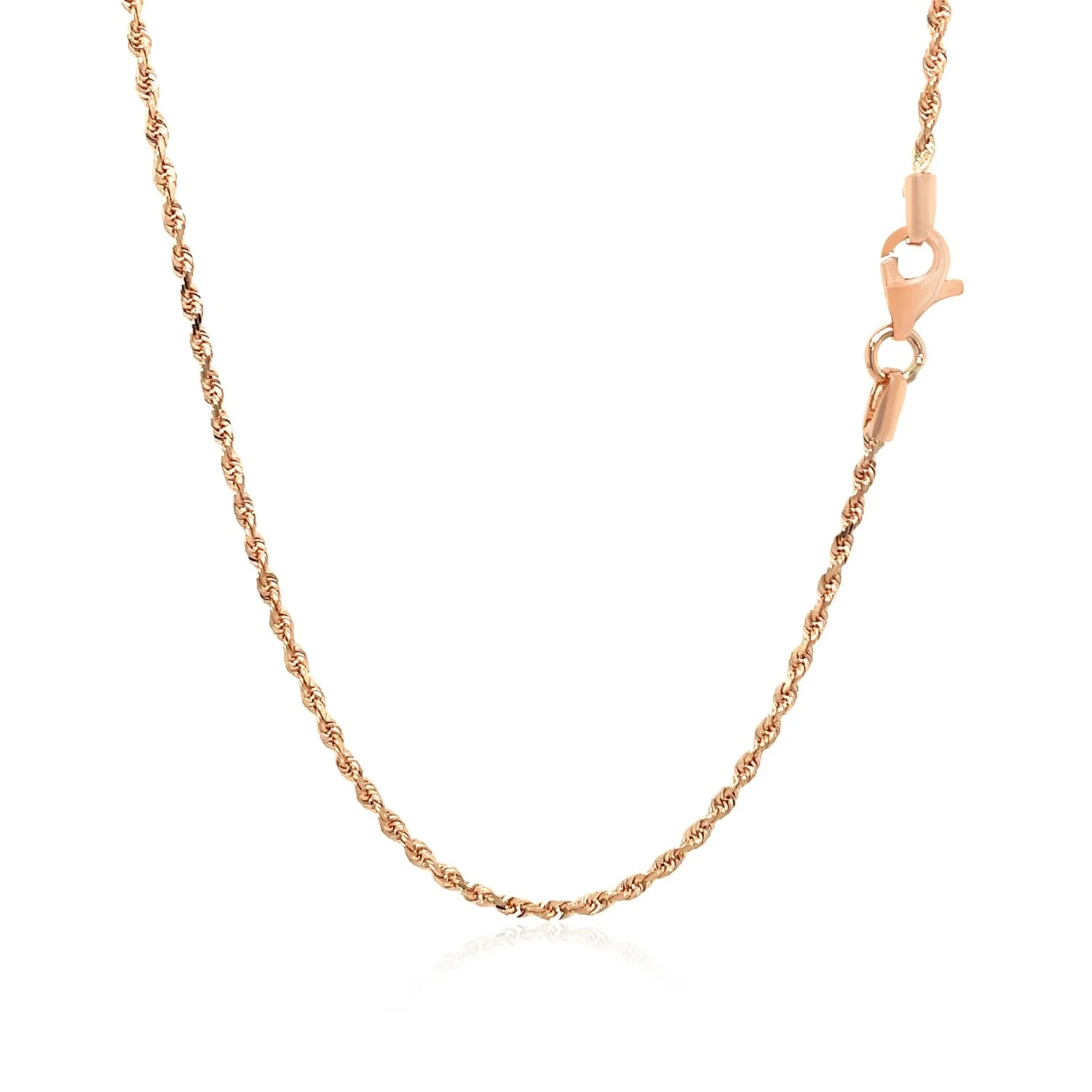 14k Rose Gold Solid Diamond Cut Rope Chain 1.5mm - Image 8