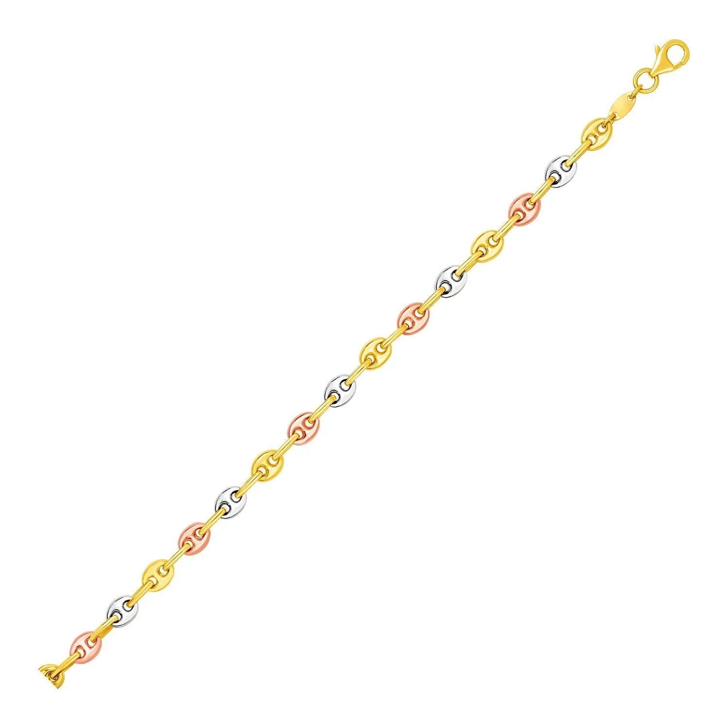 14k Tri Color Gold Mariner Link Anklet - Image 2