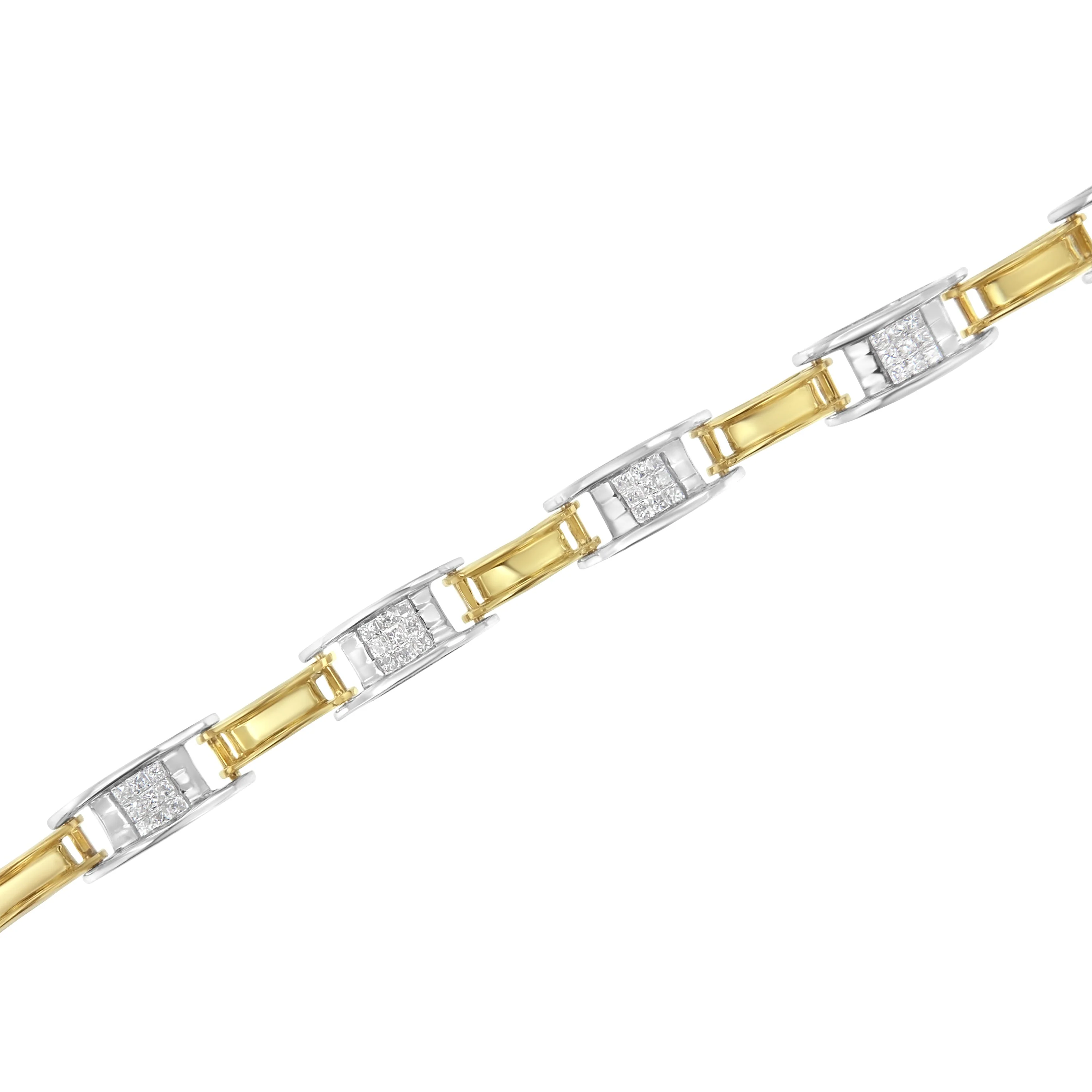 14K Two-Tone Gold 1.00 Cttw Princess-Cut Diamond Chain Link 7" Bracelet (H-I Color, SI1-SI2 Clarity) - Image 4