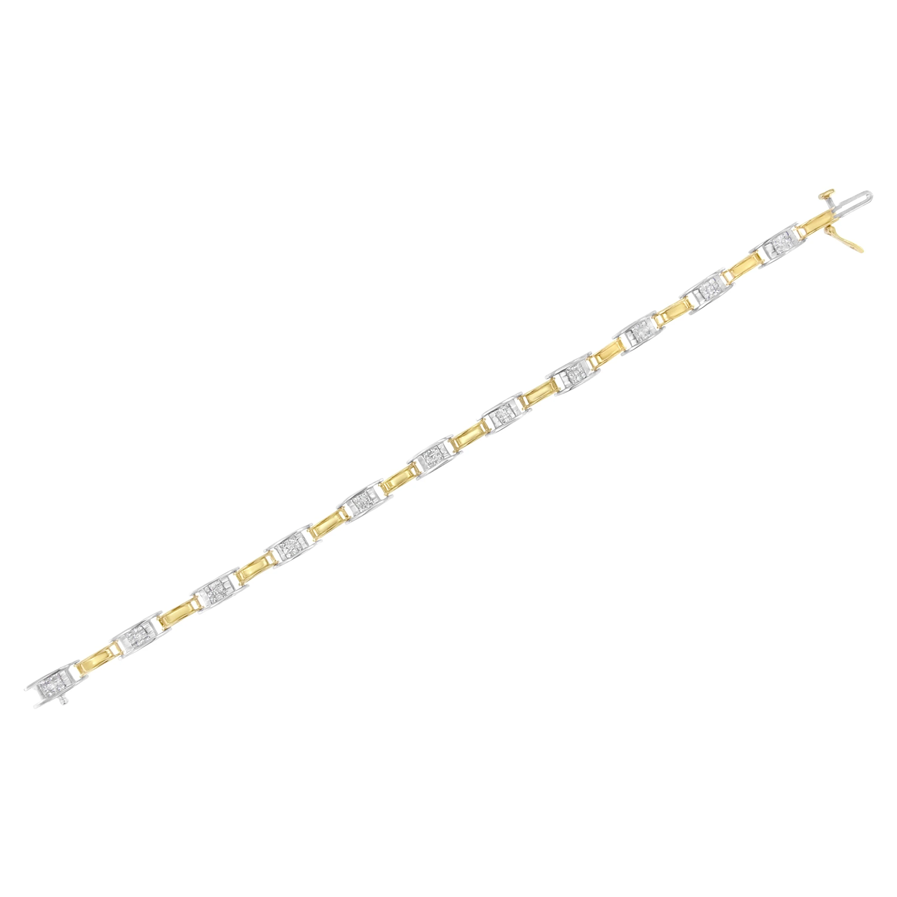 14K Two-Tone Gold 1.00 Cttw Princess-Cut Diamond Chain Link 7" Bracelet (H-I Color, SI1-SI2 Clarity) - Image 5