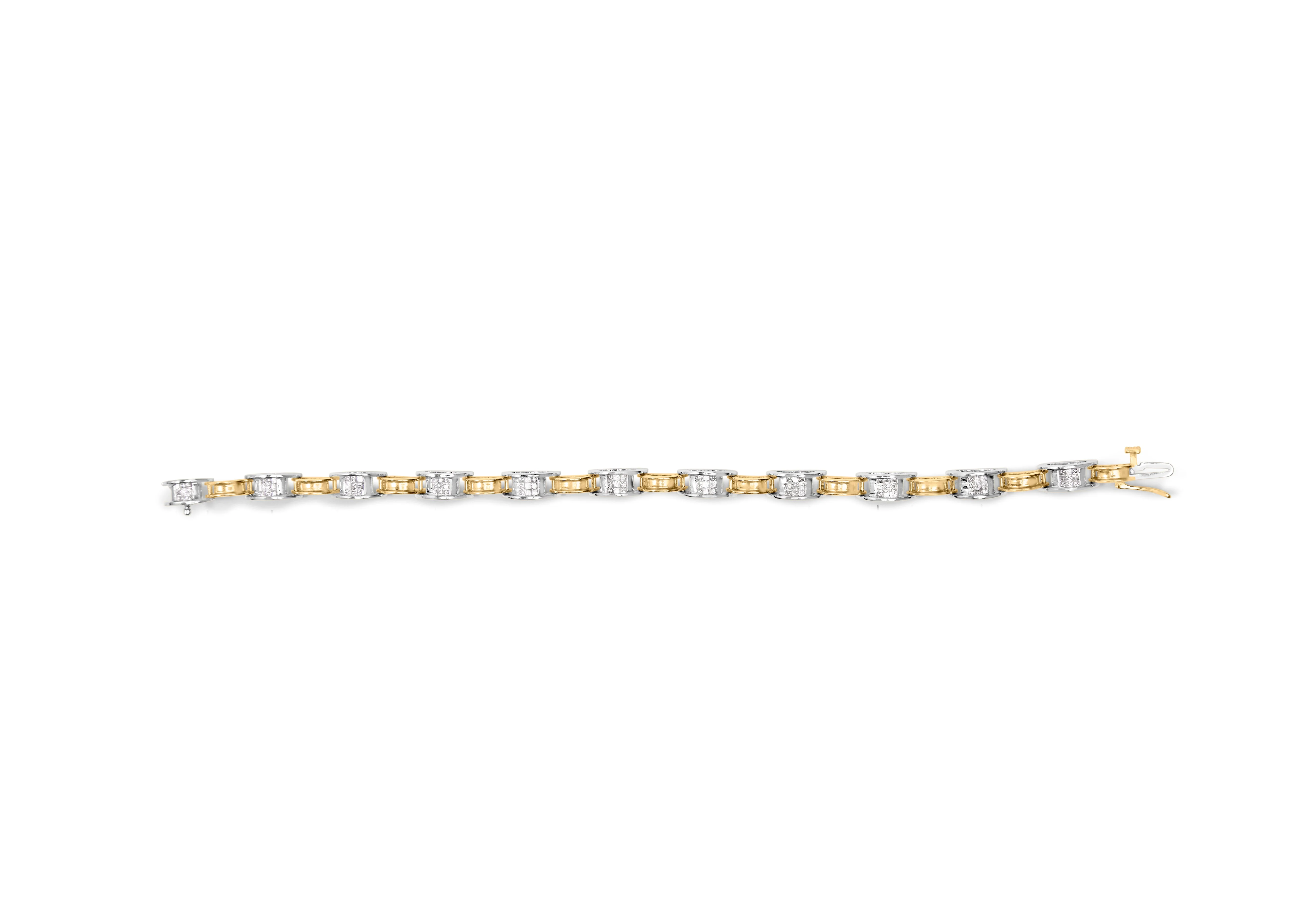 14K Two-Tone Gold 1.00 Cttw Princess-Cut Diamond Chain Link 7" Bracelet (H-I Color, SI1-SI2 Clarity) - Image 8