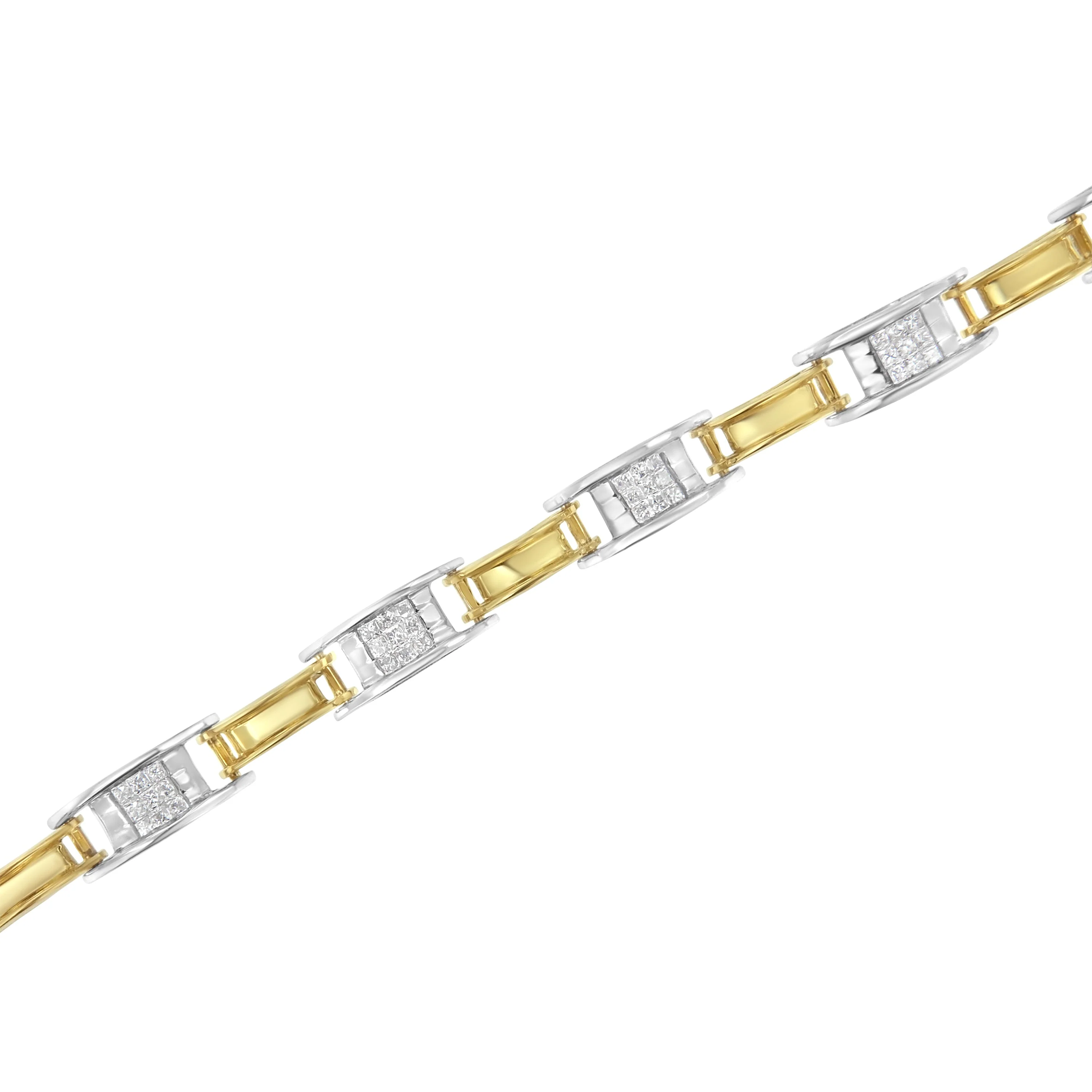 14K Two-Tone Gold 1.00 Cttw Princess-Cut Diamond Chain Link 7" Bracelet (H-I Color, SI1-SI2 Clarity) - Image 9