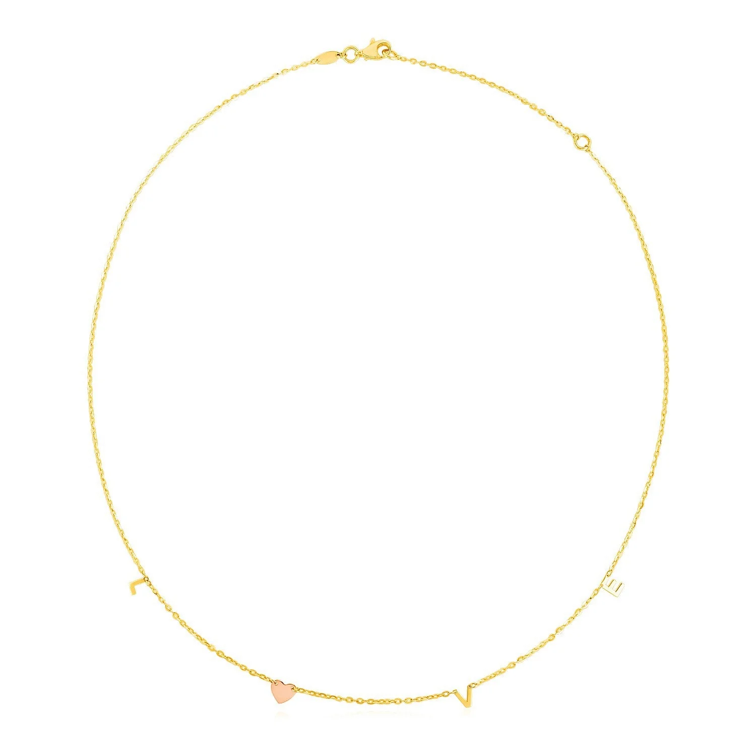 14k Two Tone Gold Love Necklace - Image 3