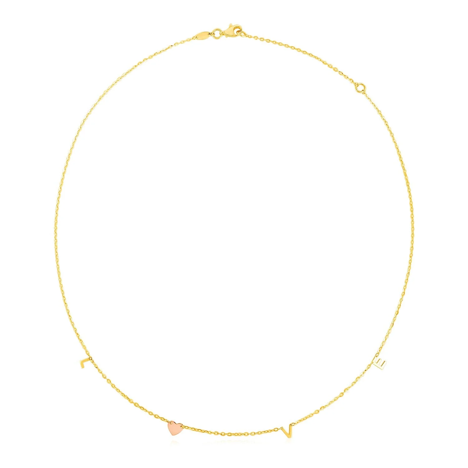 14k Two Tone Gold Love Necklace - Image 4