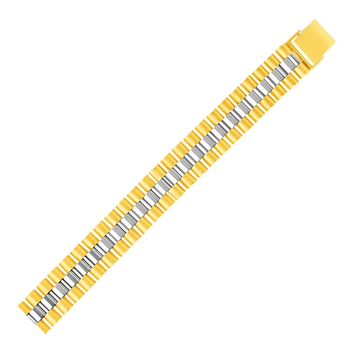 14k Two Tone Gold Mens Panther Link Bracelet - Image 3