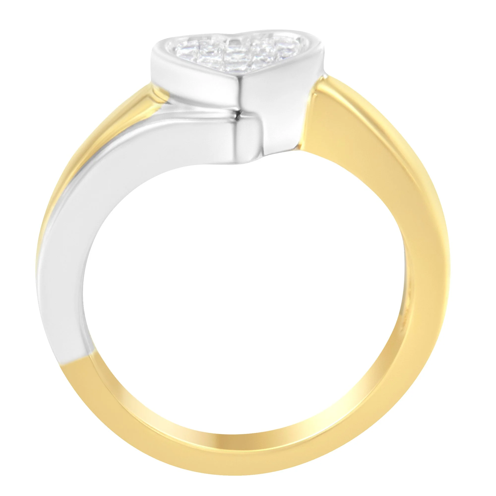 14K Two-Toned Gold Princess-Cut Diamond Heart Promise Ring (1/4 Cttw, H-I Color, I1-I2 Clarity) - Size 6 - Image 2