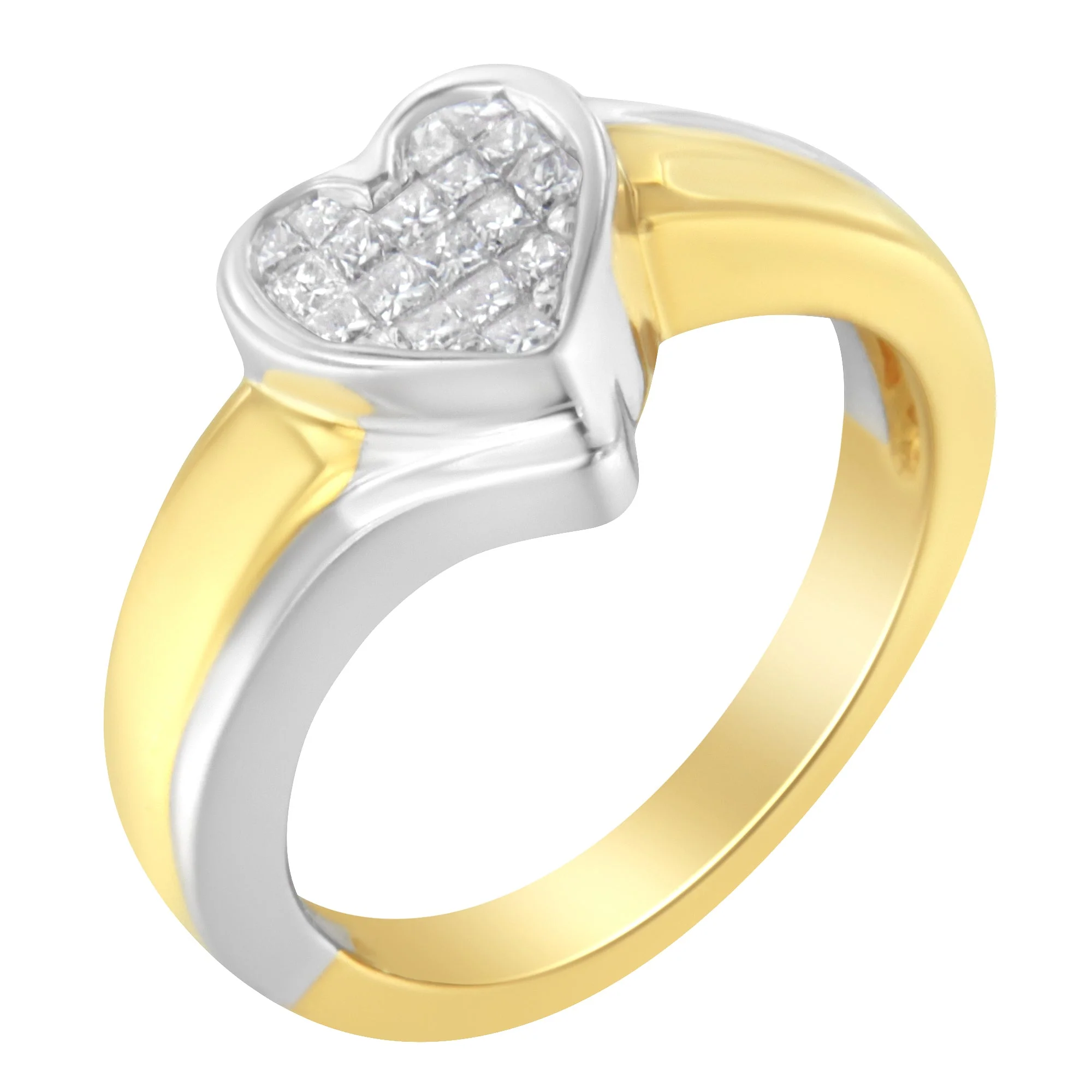 14K Two-Toned Gold Princess-Cut Diamond Heart Promise Ring (1/4 Cttw, H-I Color, I1-I2 Clarity) - Size 6 - Image 6