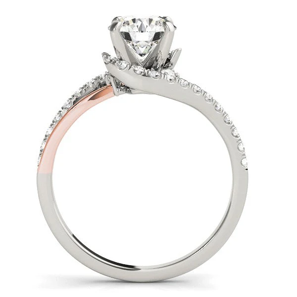 14k White And Rose Gold Bypass Shank Diamond Engagement Ring (1 1/3 cttw) - Image 4
