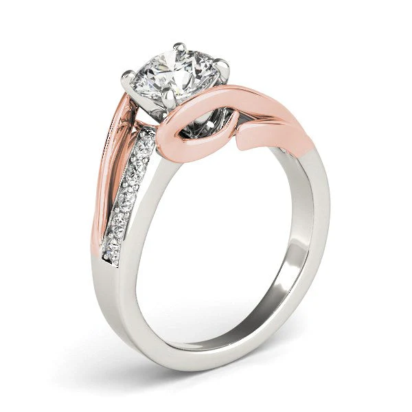 14k White And Rose Gold Bypass Shank Diamond Engagement Ring (1 1/8 cttw) - Image 5