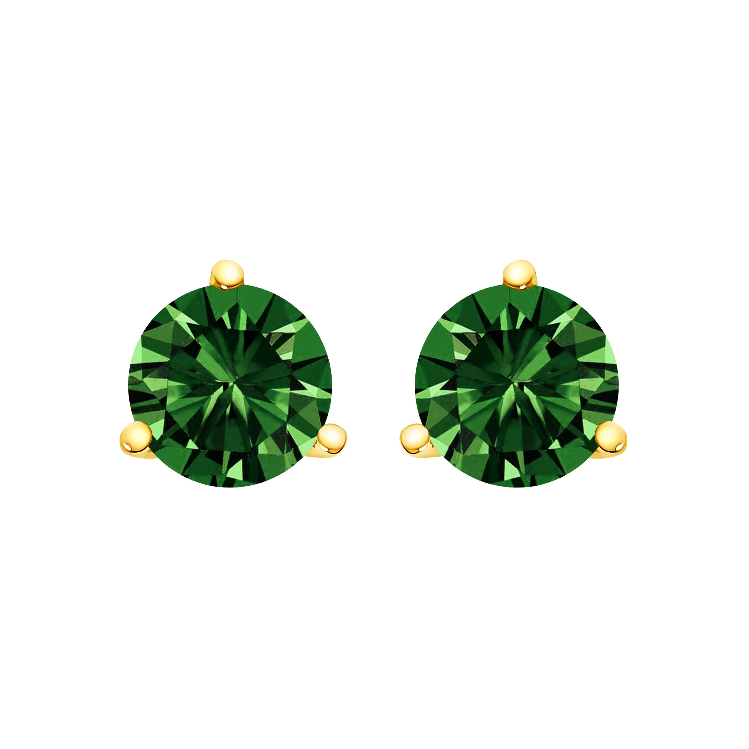 14K White Gold 1.0 Cttw 3-Prong Martini Set Lab Grown Green Diamond Solitaire Stud Earrings - Image 6