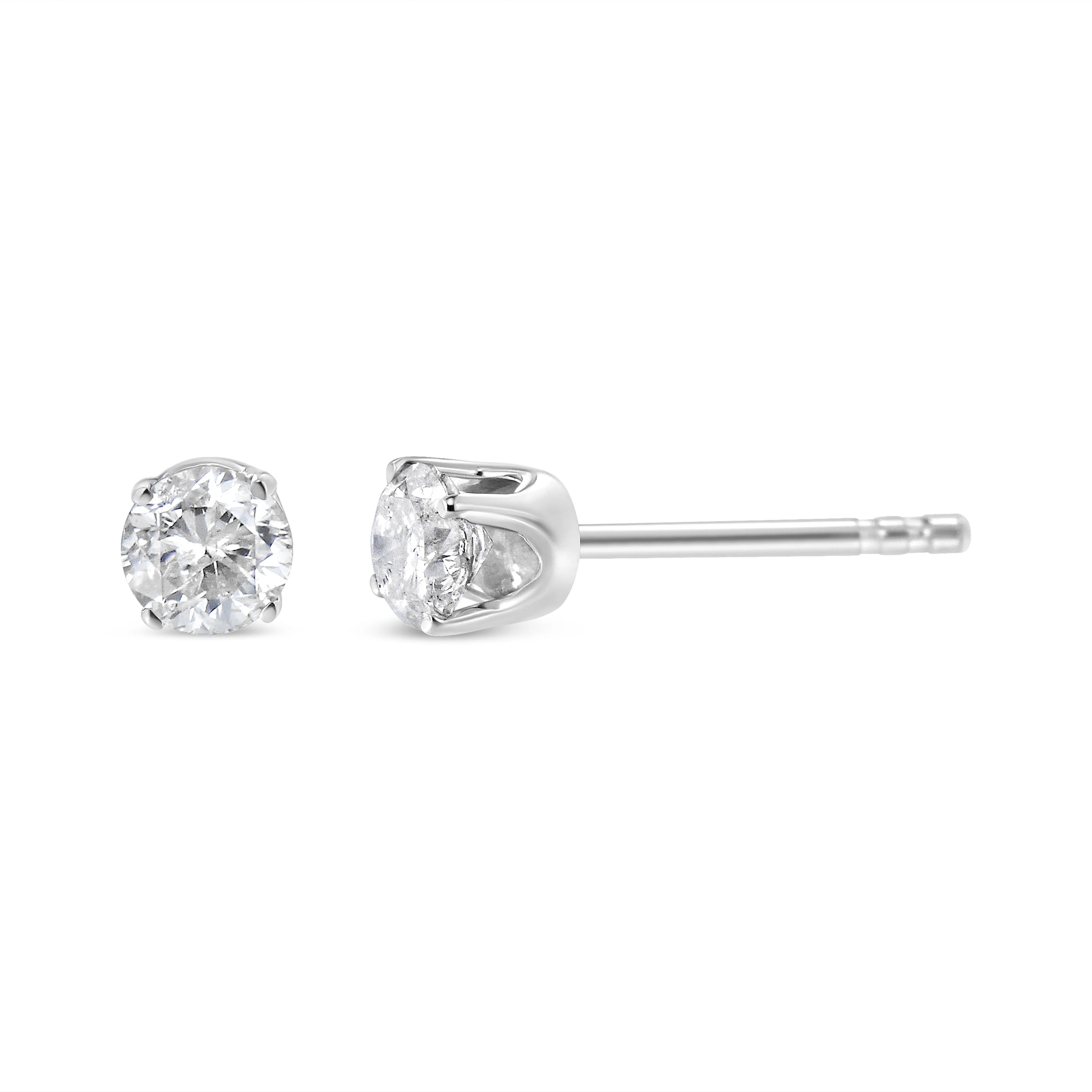 14K White Gold 1.0 Cttw 4-Prong Set Brilliant Round-Cut Solitaire Lab Grown Diamond Push Back Stud Earrings (E-F Color, VVS2-VS1 Clarity) - Image 3