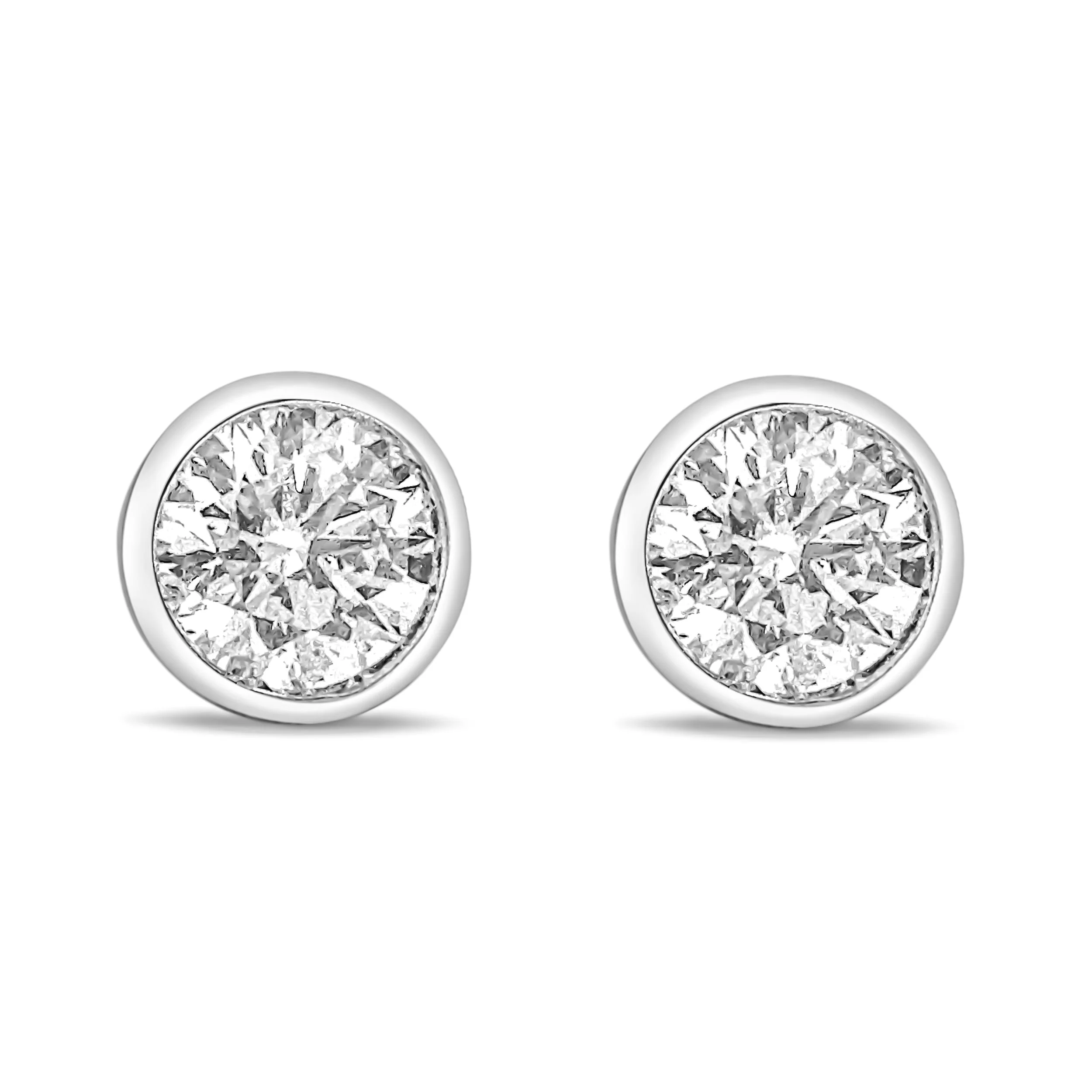 14K White Gold 1.0 Cttw Lab Grown Diamond Screw-Back Classic Bezel Solitaire Stud Earrings (G-H Color, VS2-SI1 Clarity) - Image 4