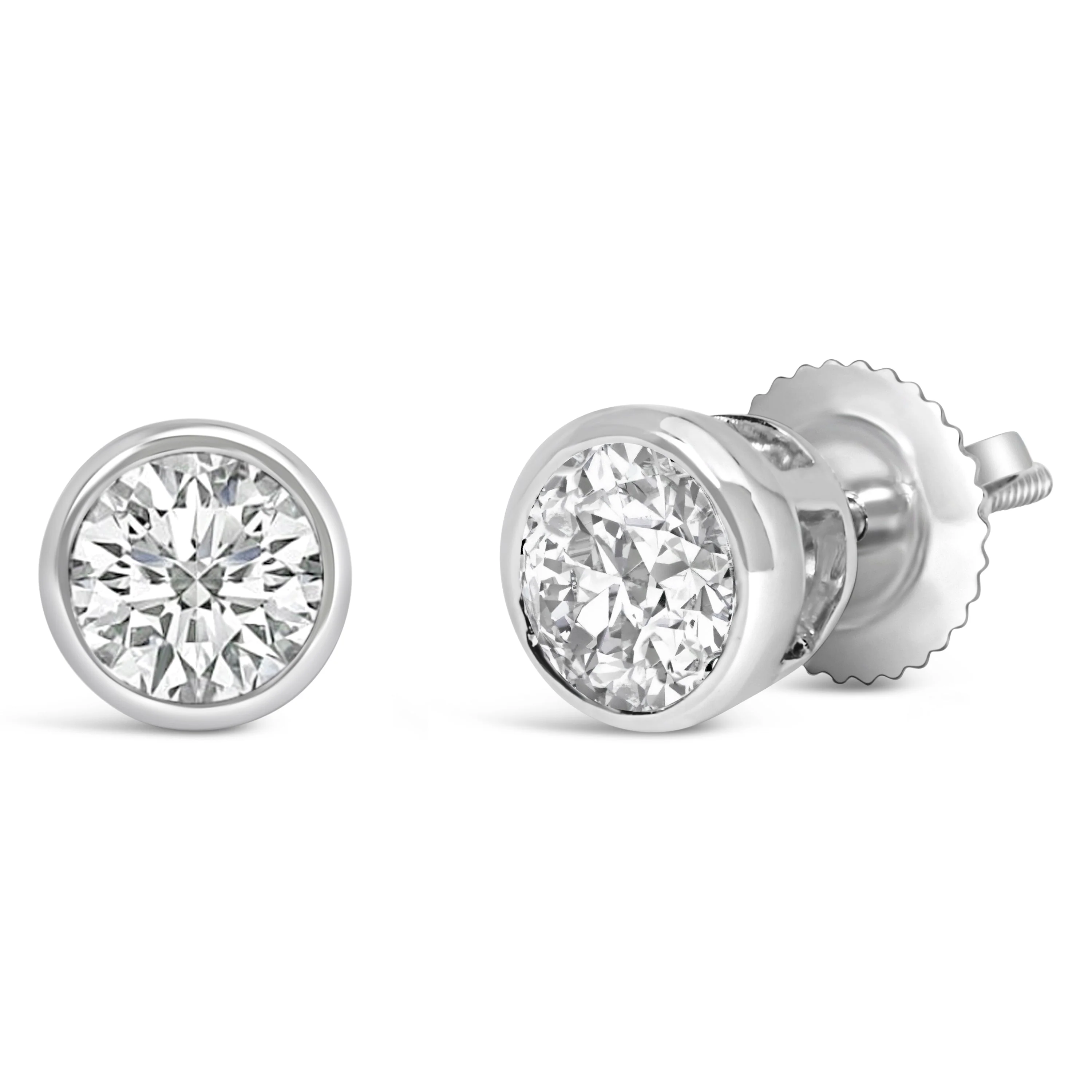 14K White Gold 1.0 Cttw Lab Grown Diamond Screw-Back Classic Bezel Solitaire Stud Earrings (G-H Color, VS2-SI1 Clarity) - Image 7