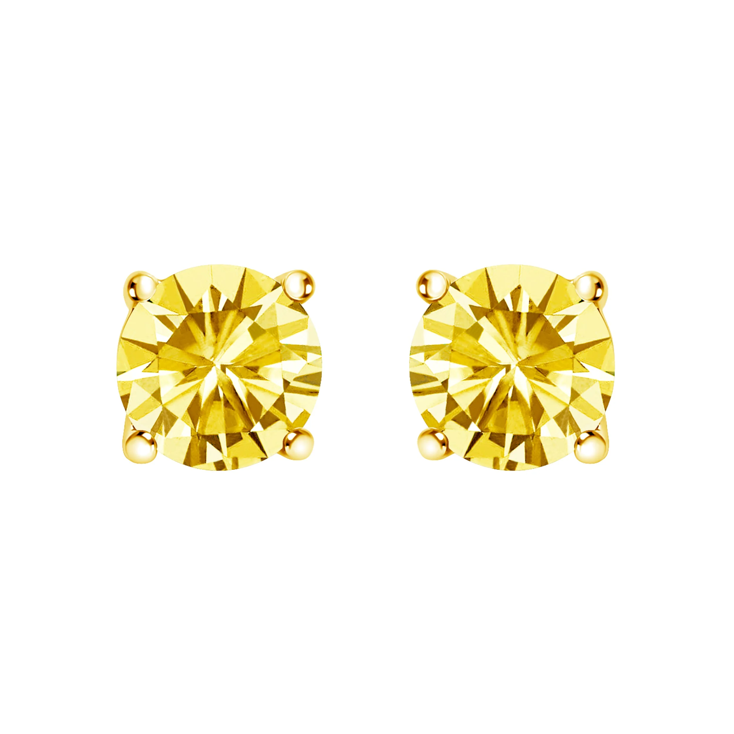 14K White Gold 1.0 Cttw Lab Grown Yellow Diamond Solitaire Stud Earrings (Yellow Color, VS2-SI1 Clarity) - Image 8