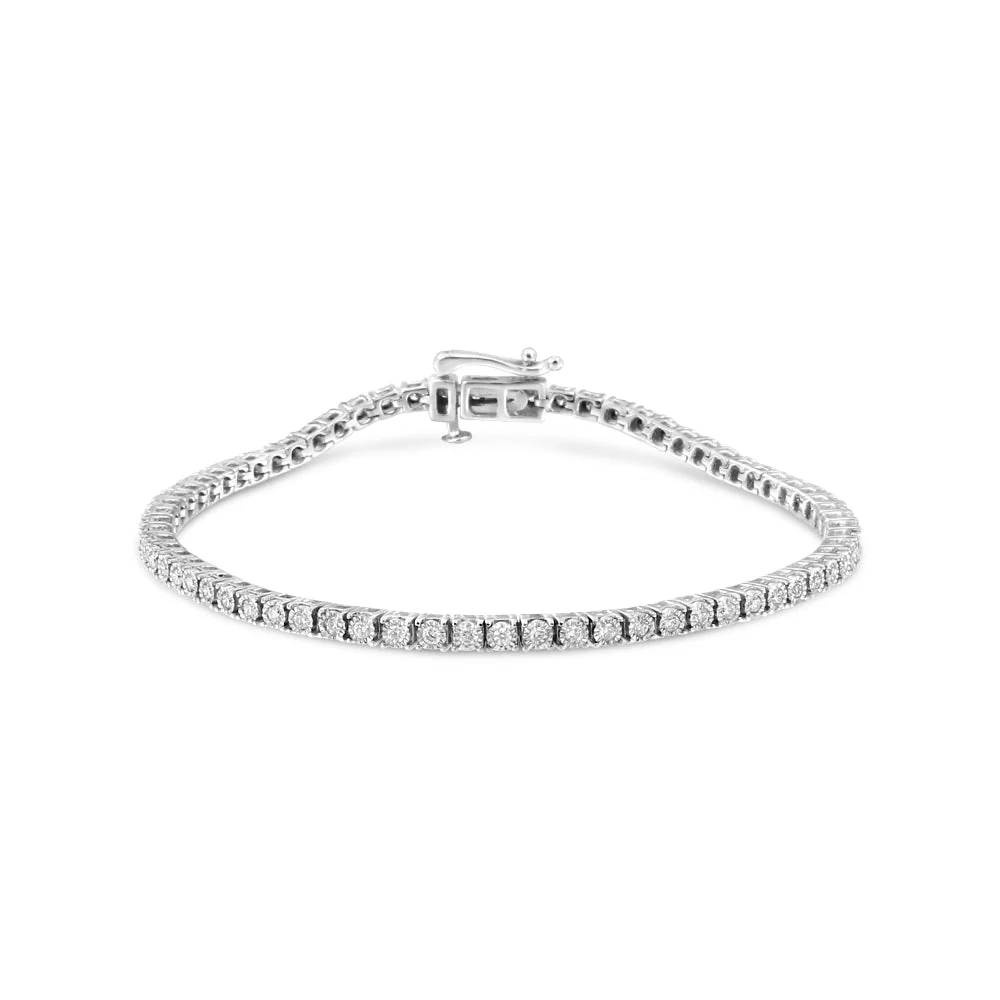 14K White Gold 1.0 Cttw Miracle Set Round-Cut Lab Grown Diamond Illusion Tennis Bracelet (F-G Color, VS2-SI1 Clarity) Size 7" - Image 5