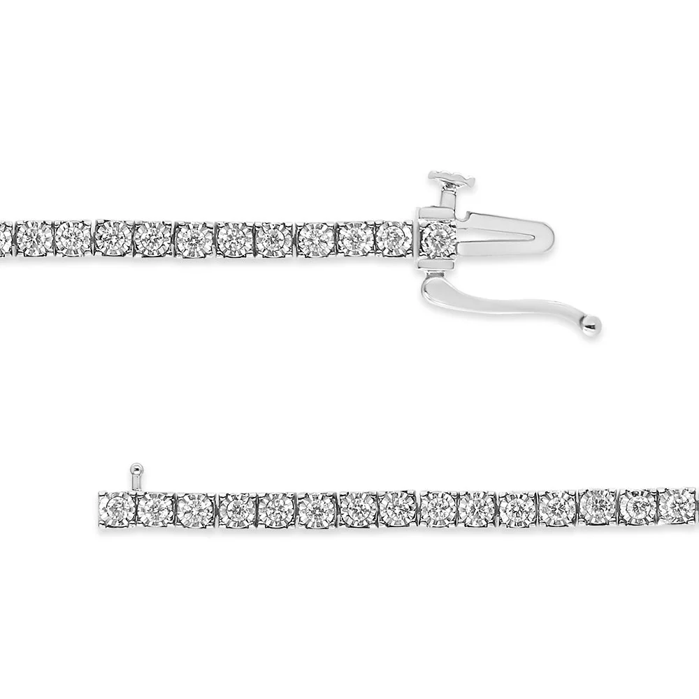 14K White Gold 1.0 Cttw Miracle Set Round-Cut Lab Grown Diamond Illusion Tennis Bracelet (F-G Color, VS2-SI1 Clarity) Size 7" - Image 7