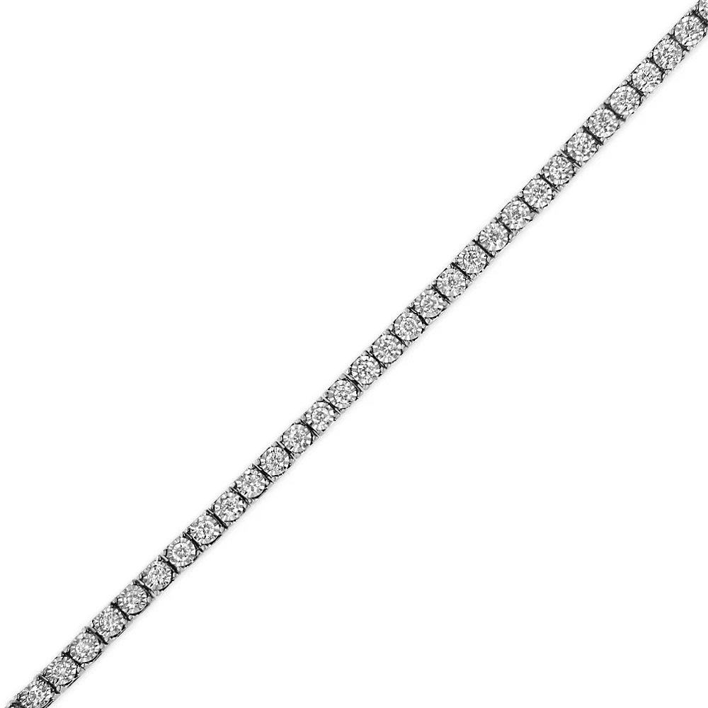 14K White Gold 1.0 Cttw Miracle Set Round-Cut Lab Grown Diamond Illusion Tennis Bracelet (F-G Color, VS2-SI1 Clarity) Size 7" - Image 8