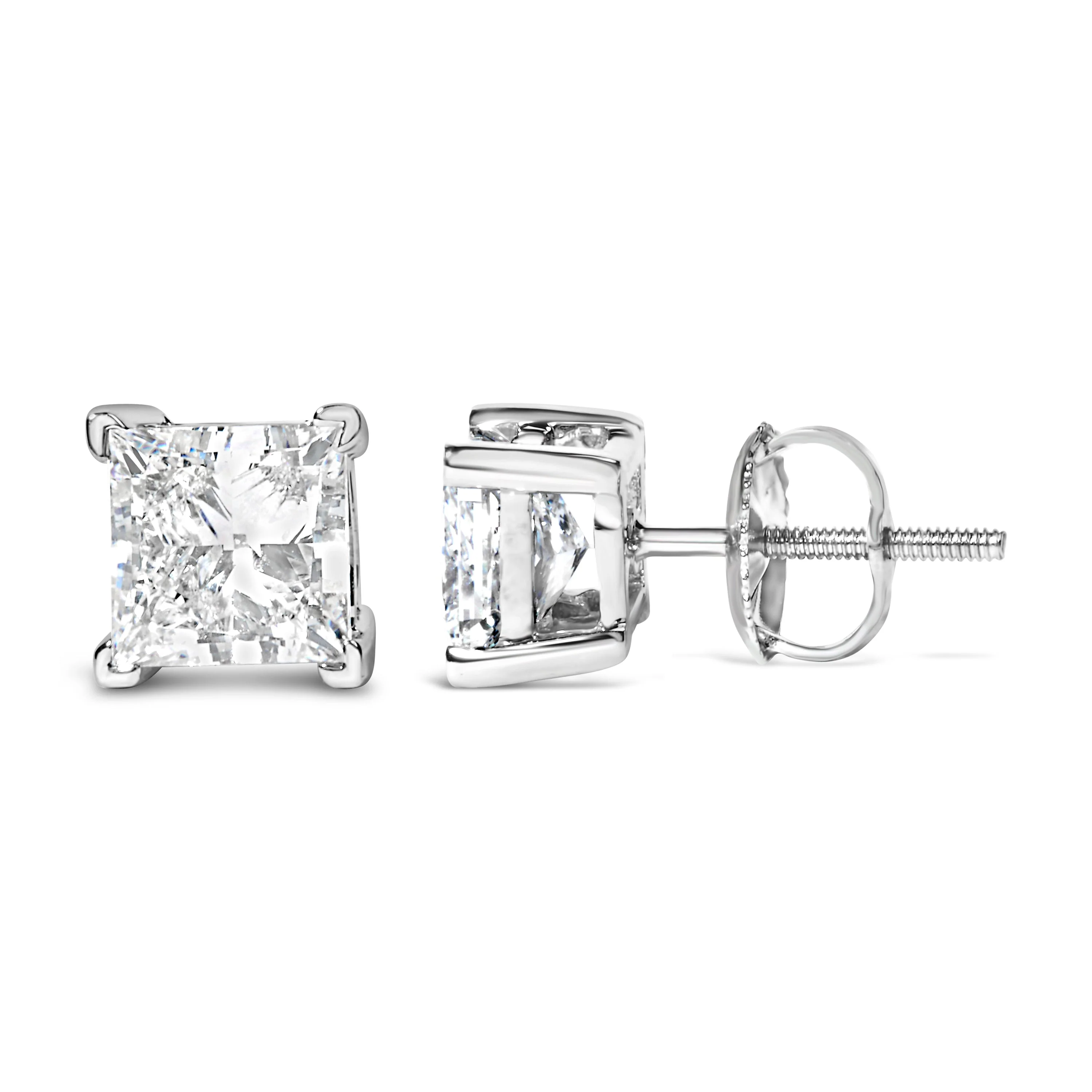 14K White Gold 1.0 Cttw Princess Cut Lab Grown Diamond Solitaire Stud Earrings (F-G Color, VS2-SI1 Clarity) - Image 3