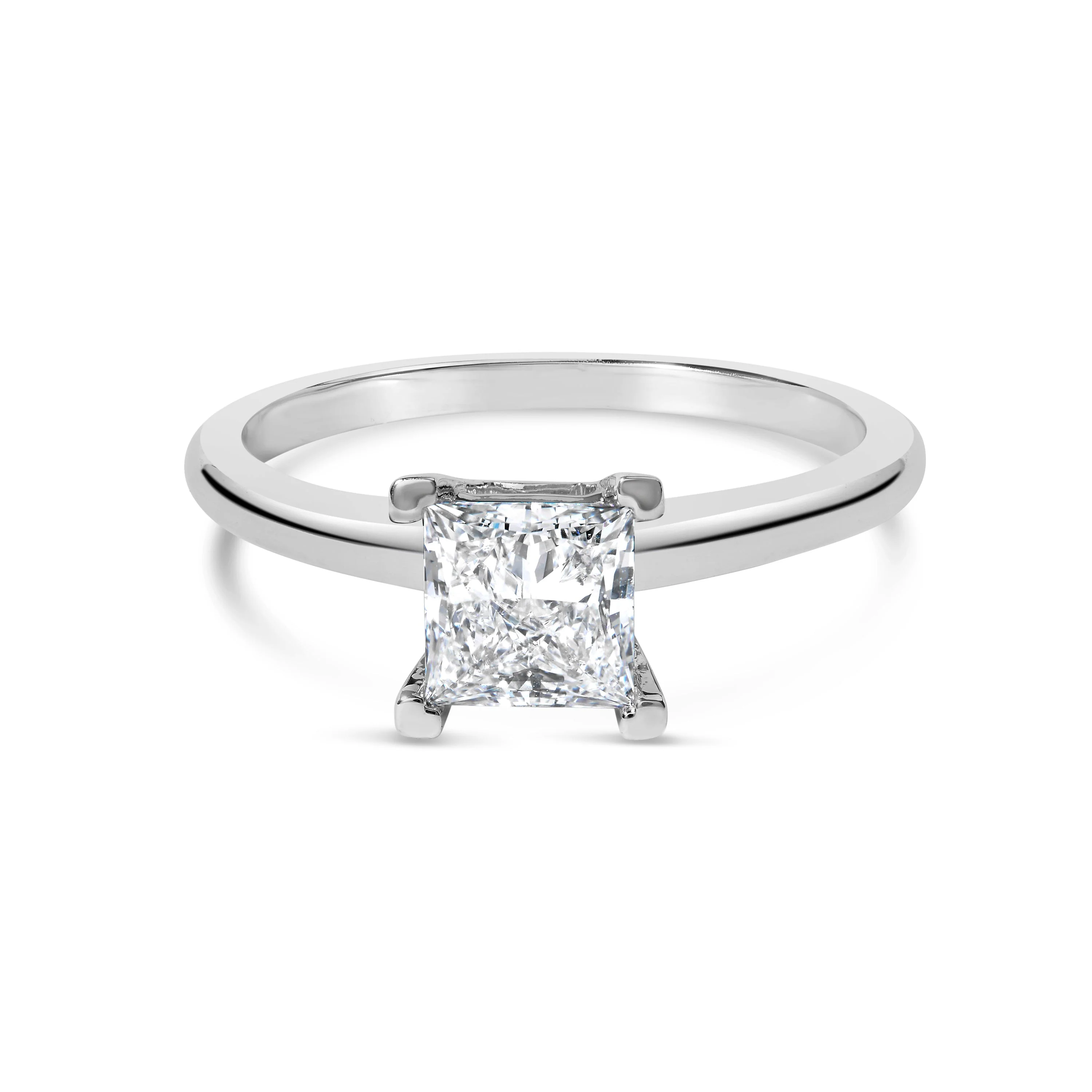 14K White Gold 1.0 Cttw Princess Lab-Grown Diamond Solitaire Engagement Ring (F-G Color, VS1-VS2 Clarity) - Ring Size 7