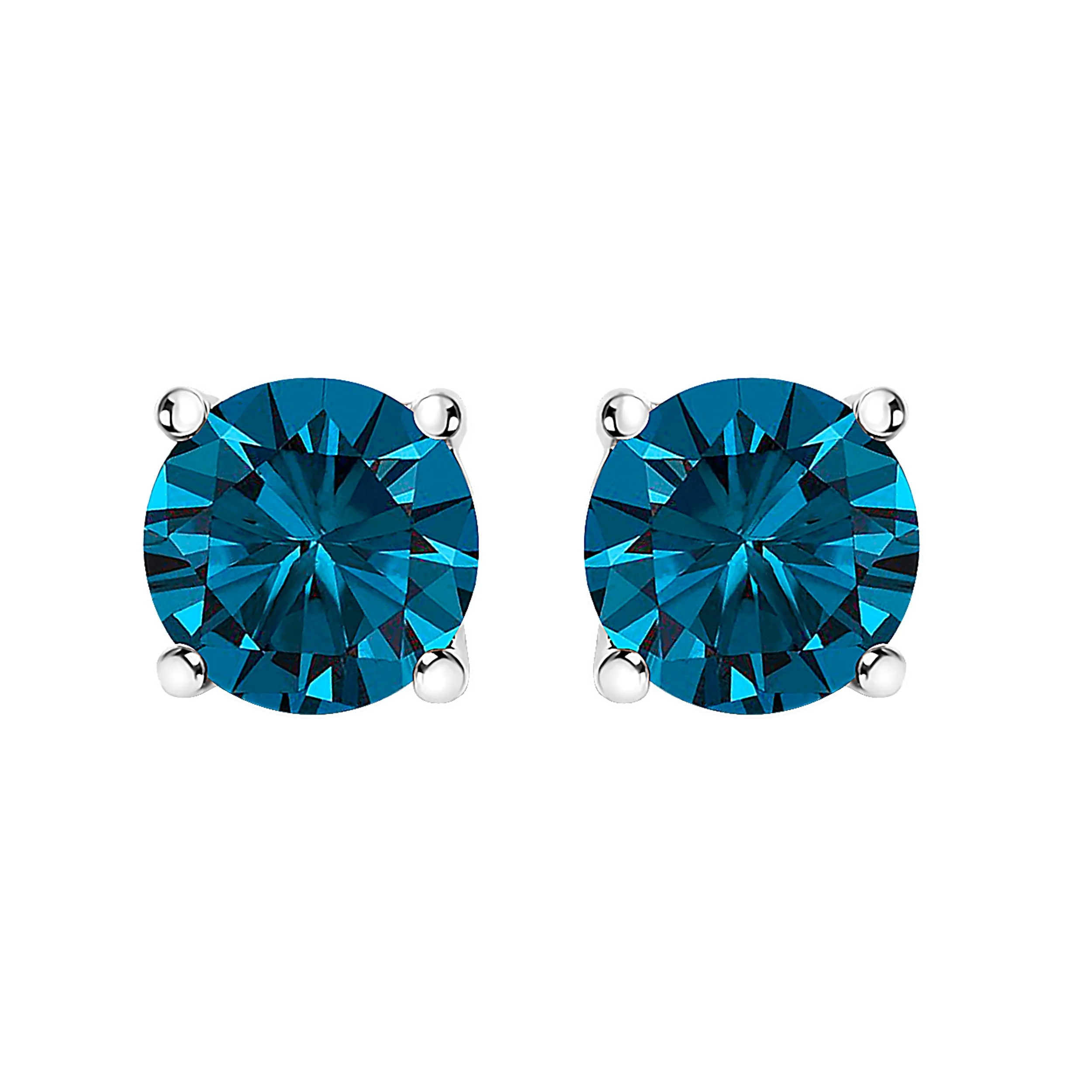 14K White Gold 1.00 Cttw Blue Lab Grown Diamond Stud Earrings with Screw Backs - Image 5