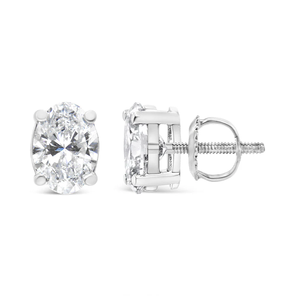 14K White Gold 1.00 Cttw Lab Grown Oval Solitaire Diamond Stud Earrings (F-G Color, VS2-SI1 Clarity) - Image 6