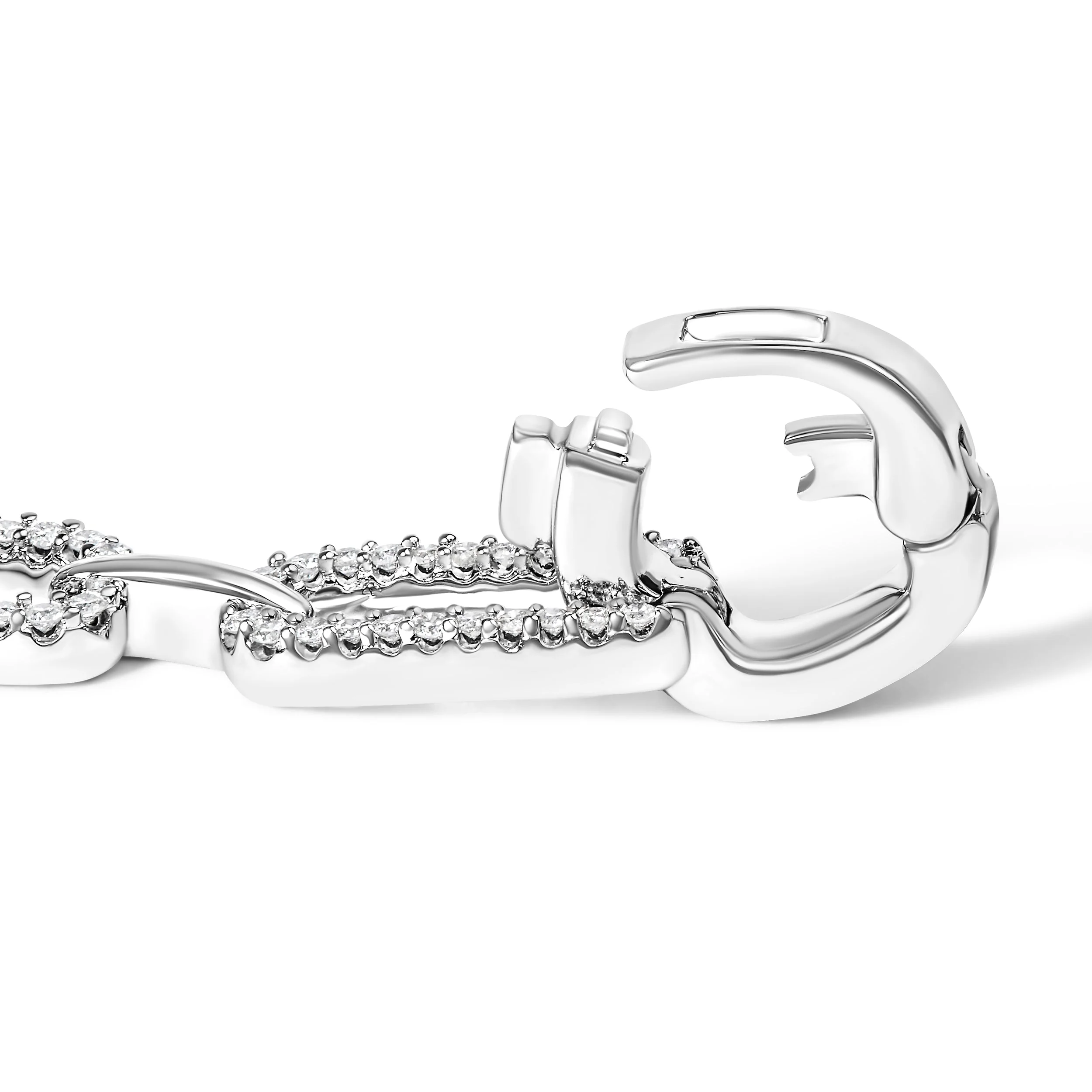 14K White Gold 1.00 Cttw Paperclip Link Bracelet - Image 2