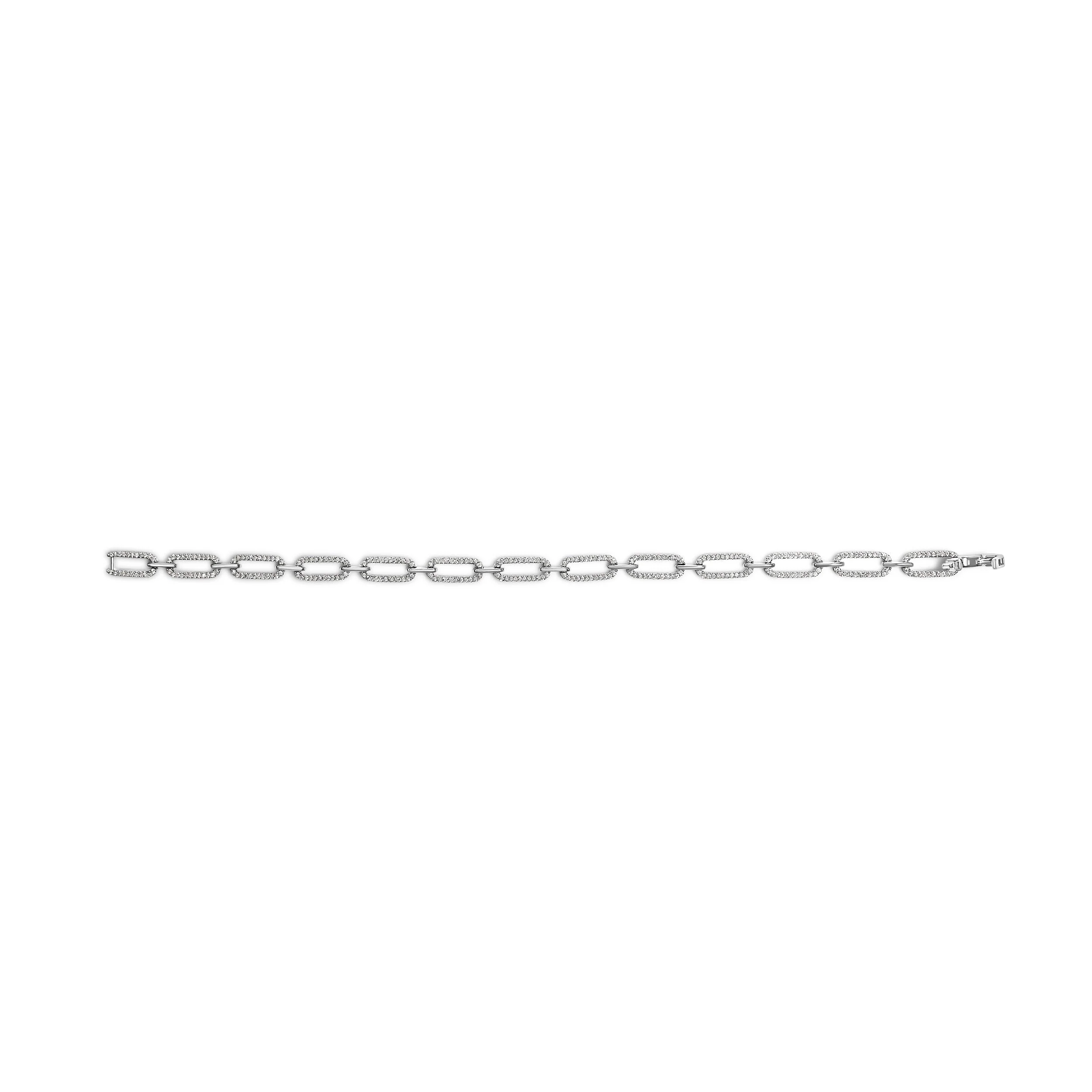 14K White Gold 1.00 Cttw Paperclip Link Bracelet - Image 3