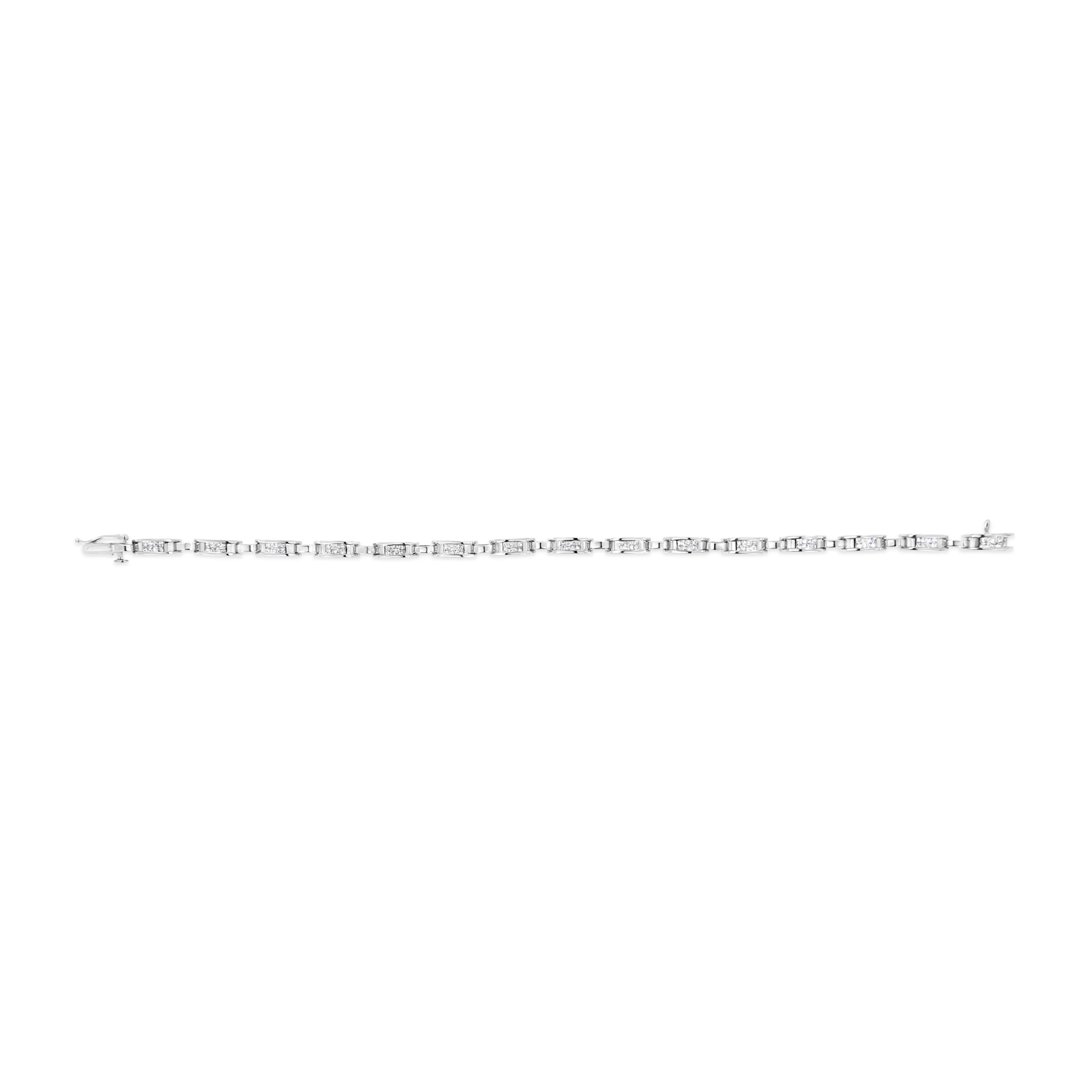 14K White Gold 1.00 Cttw Princess-Cut Diamond Link Bracelet (I-J Color, I1-I2 Clarity) - Size 7.25 - Image 3