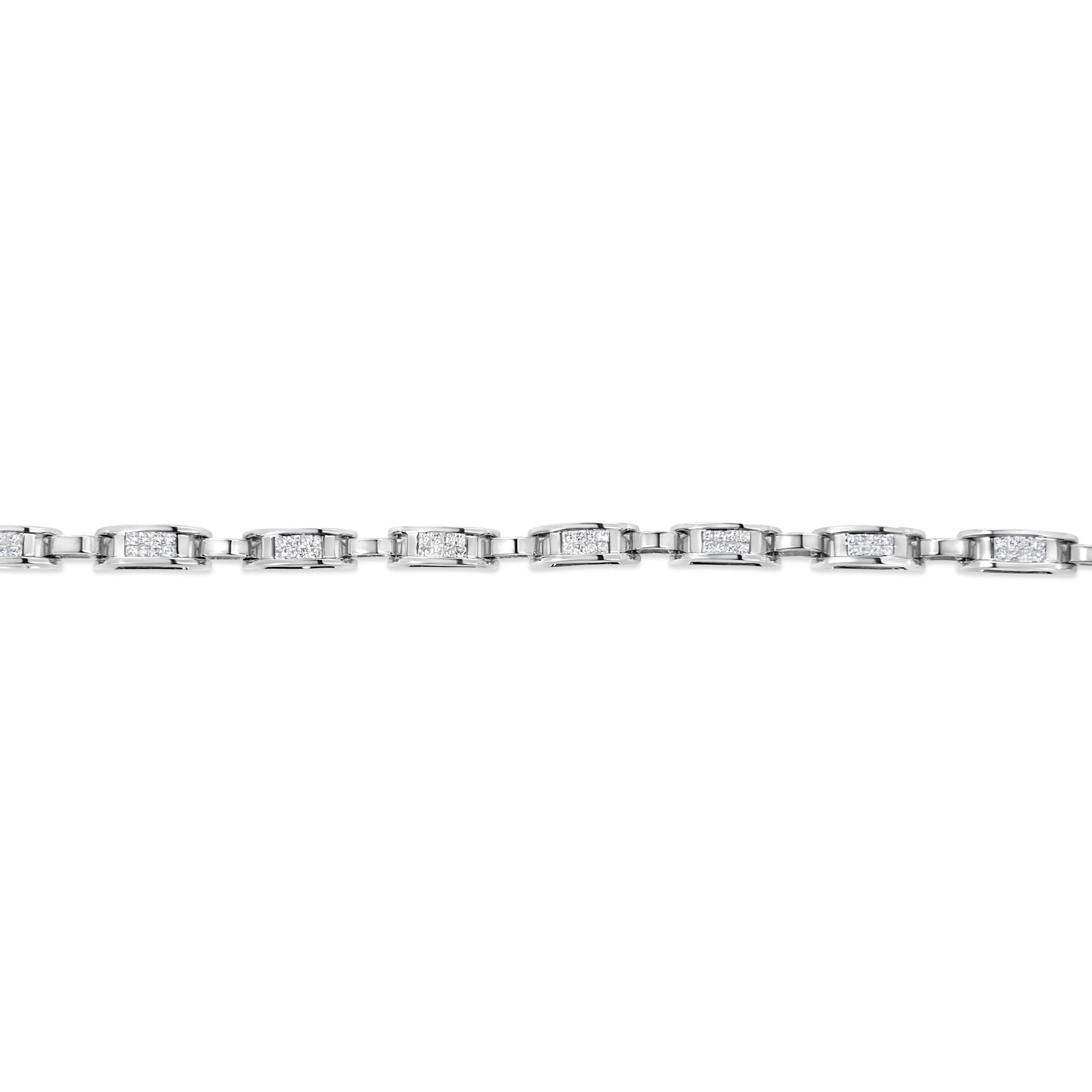 14K White Gold 1.00 Cttw Princess-Cut Diamond Link Bracelet (I-J Color, I1-I2 Clarity) - Size 7.25 - Image 4