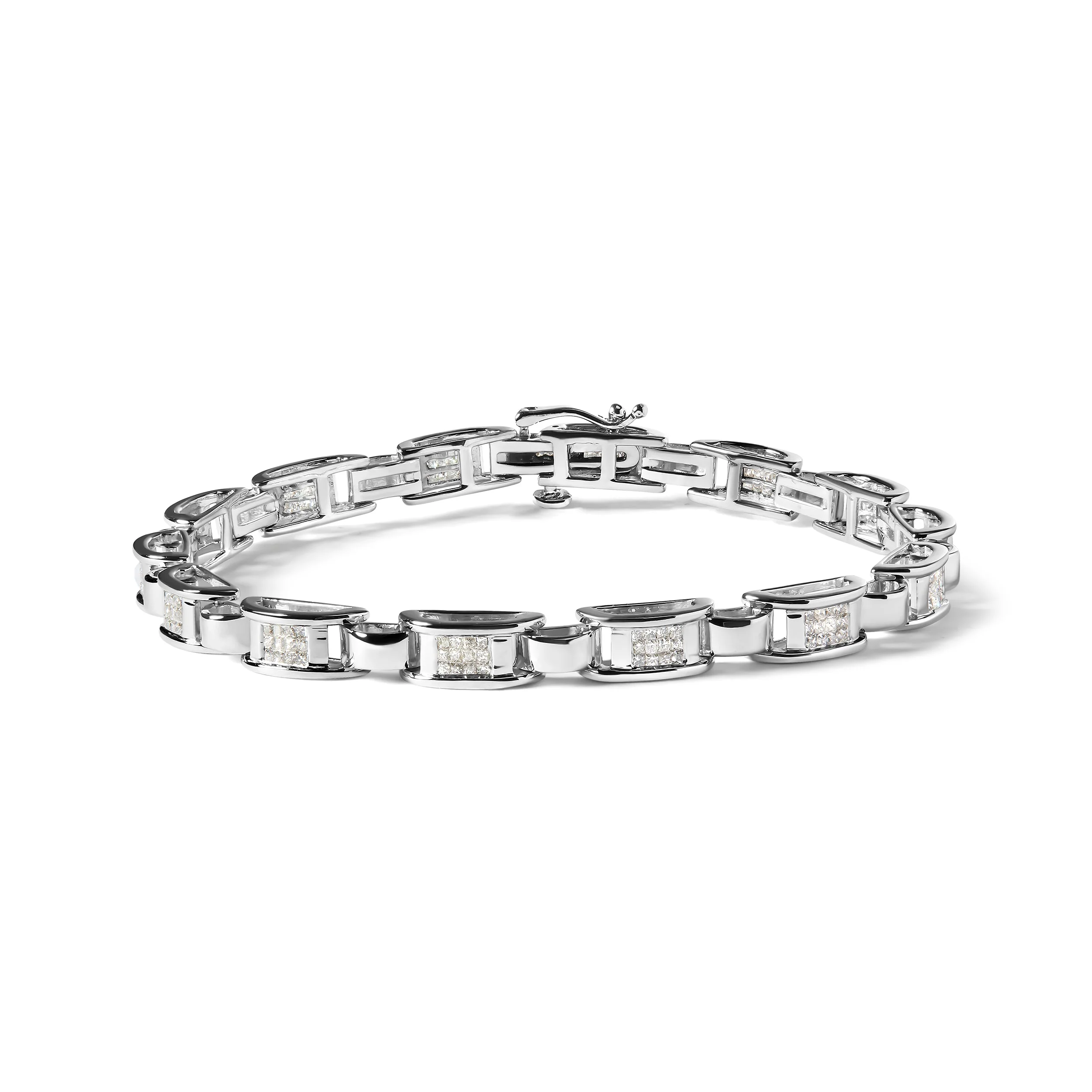 14K White Gold 1.00 Cttw Princess-Cut Diamond Link Bracelet (I-J Color, I1-I2 Clarity) - Size 7.25 - Image 5