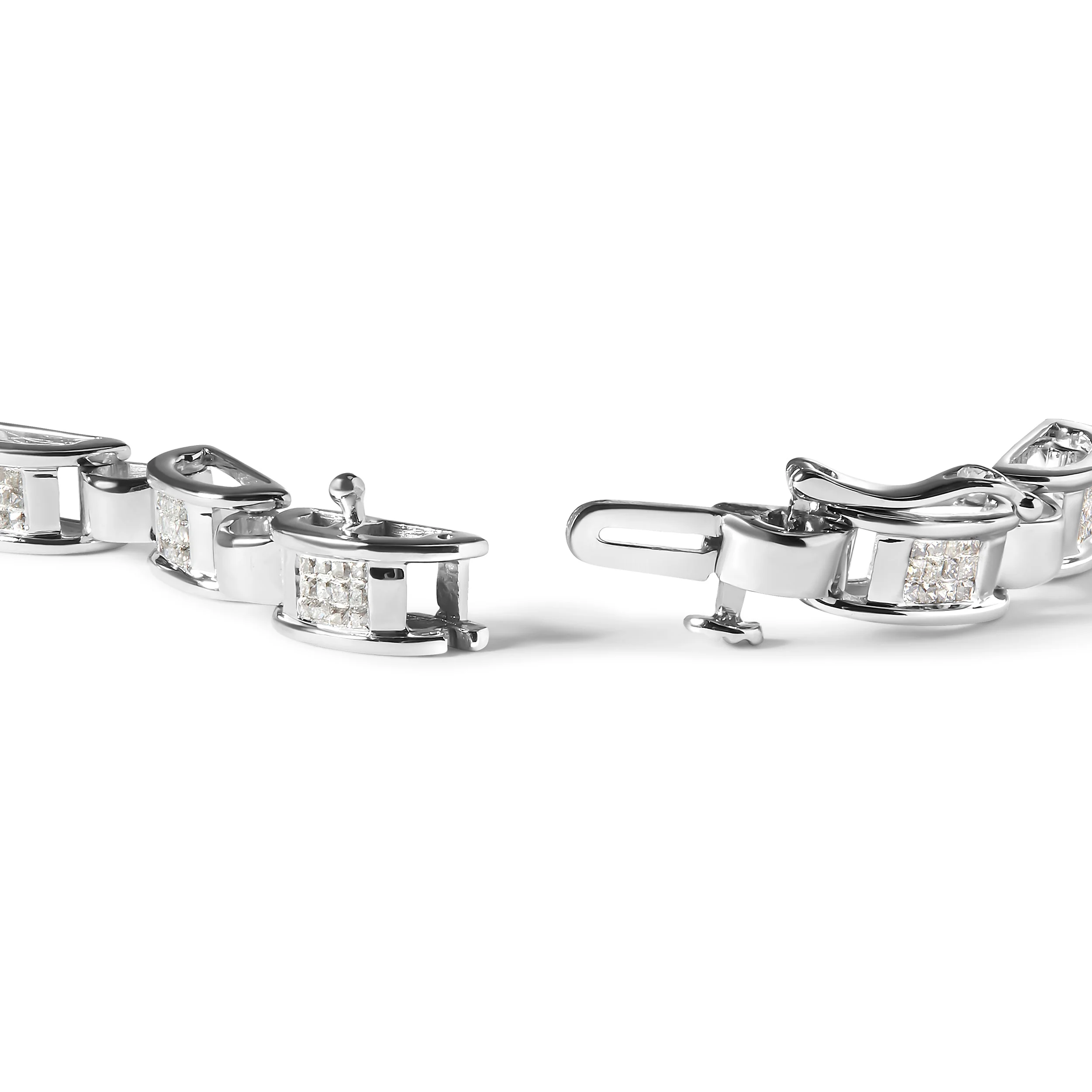 14K White Gold 1.00 Cttw Princess-Cut Diamond Link Bracelet (I-J Color, I1-I2 Clarity) - Size 7.25 - Image 6