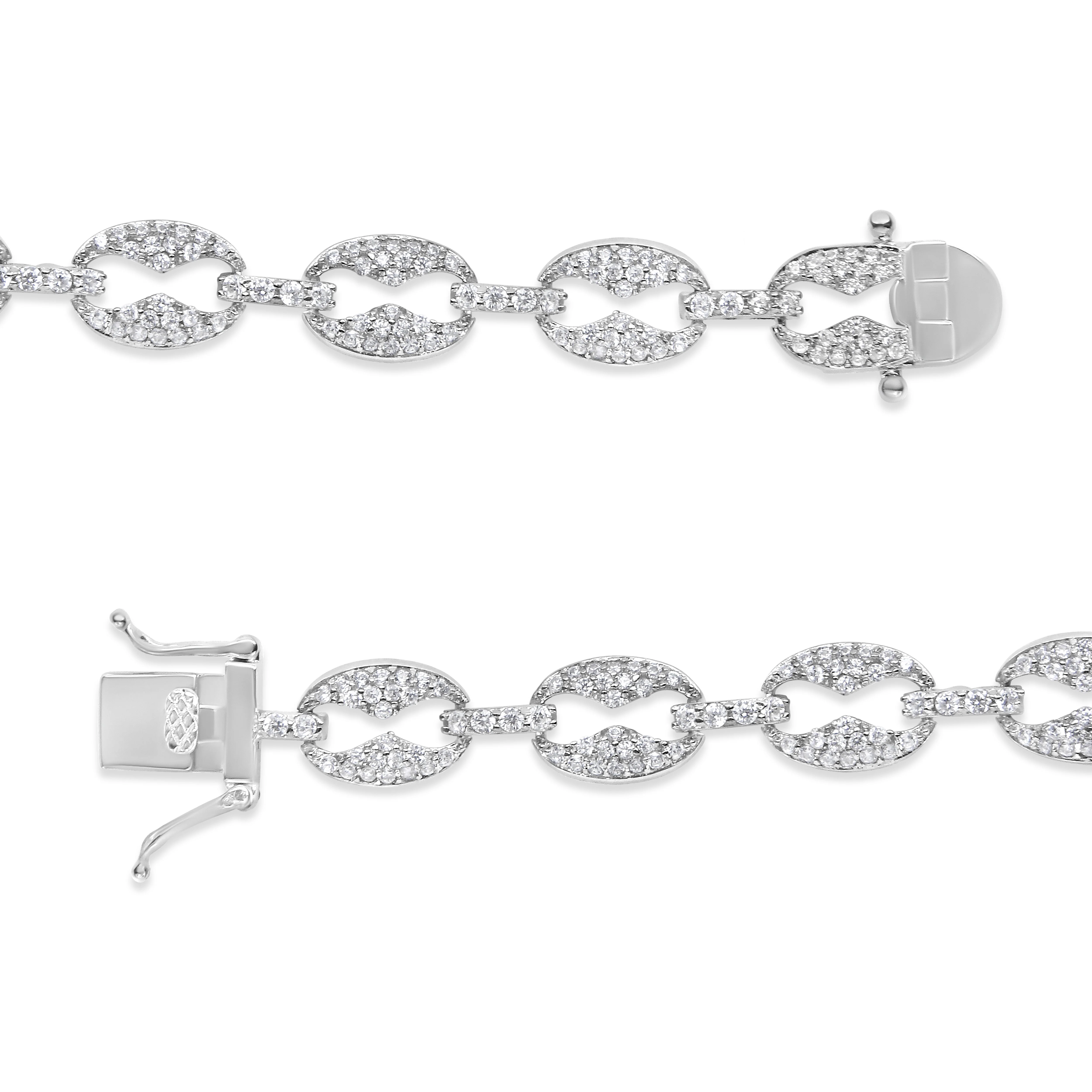 14K White Gold 1 1/2 Cttw Round Diamond Set Link Bracelet (I-J Color, I1-I2 Clarity) - 7" - Image 10