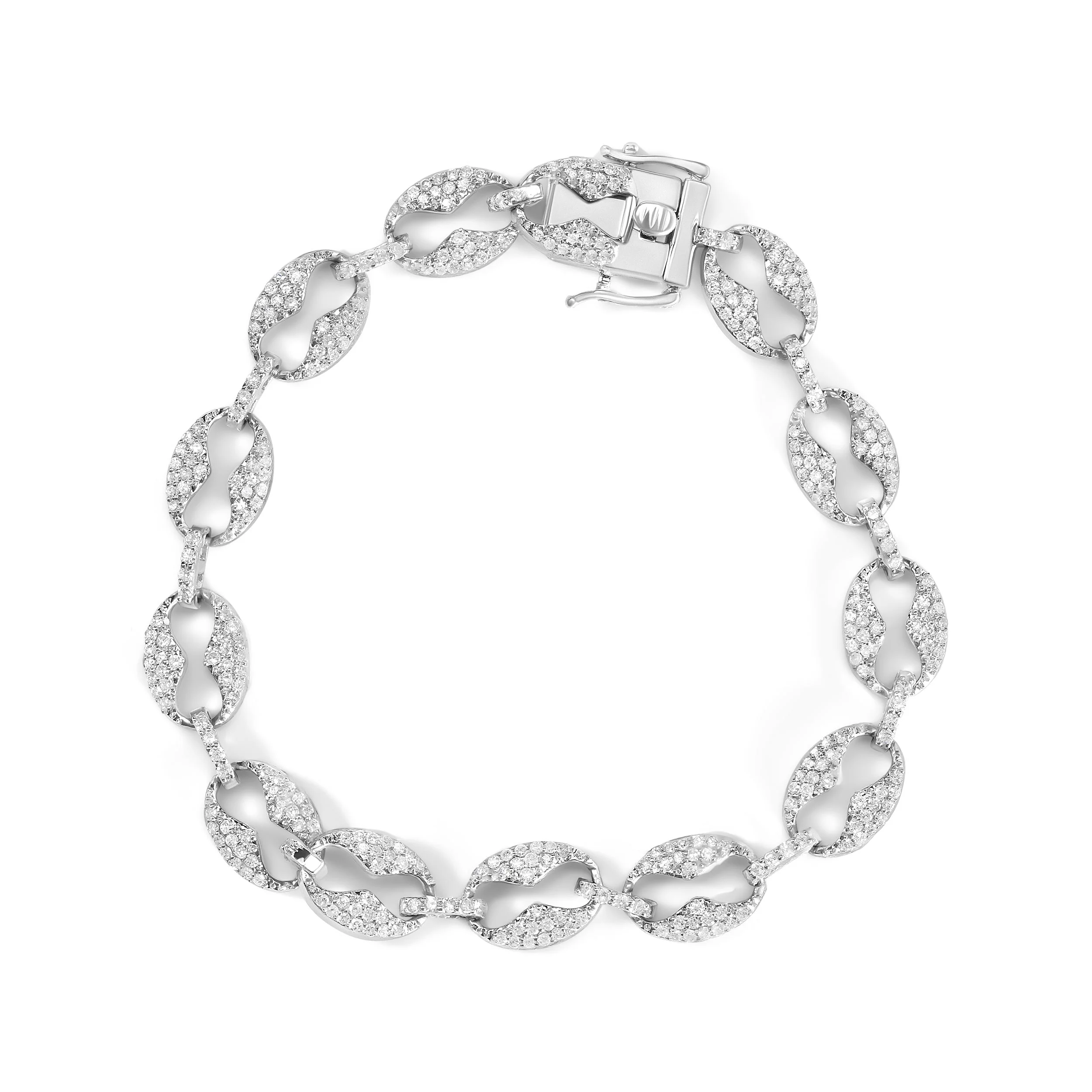 14K White Gold 1 1/2 Cttw Round Diamond Set Link Bracelet (I-J Color, I1-I2 Clarity) - 7" - Image 2