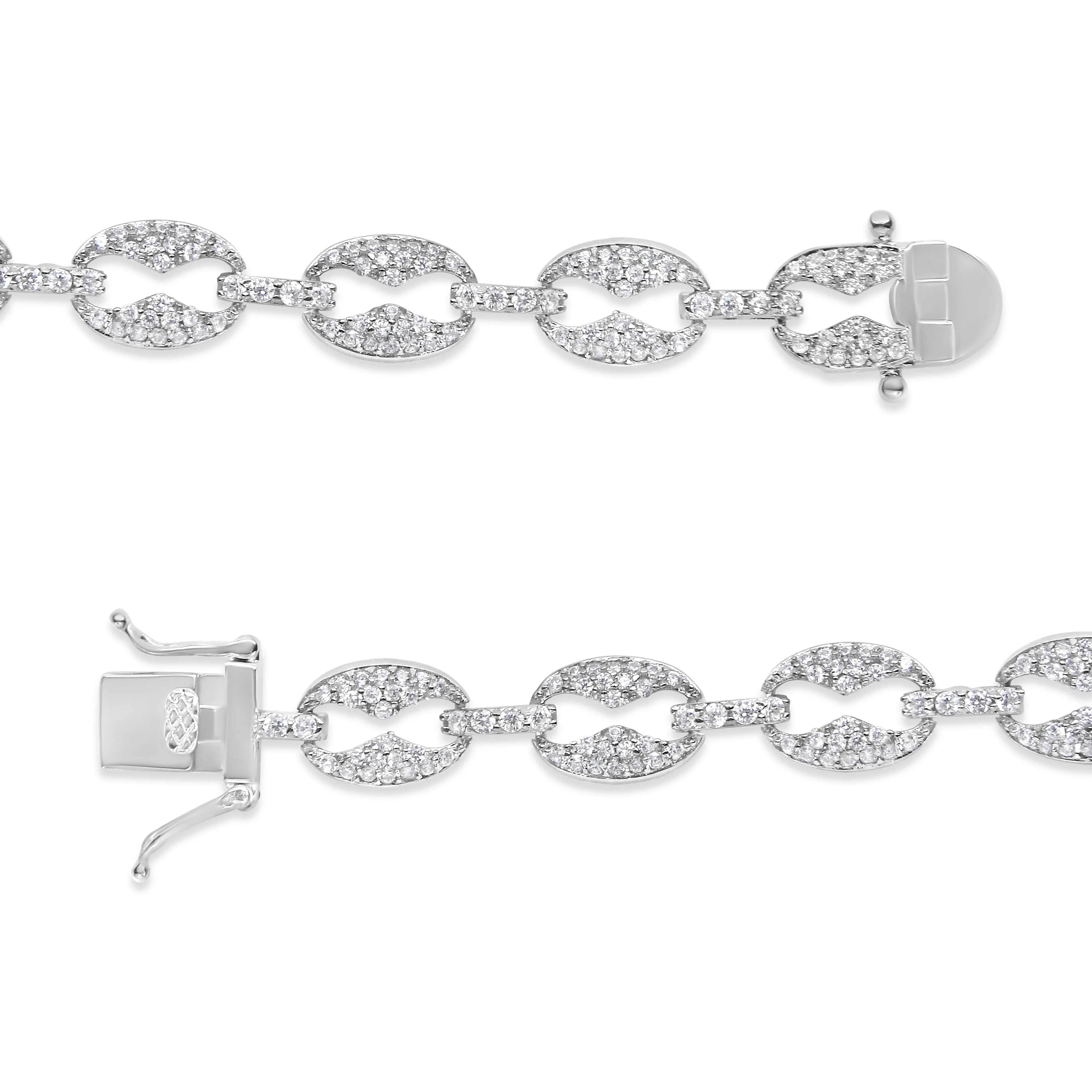 14K White Gold 1 1/2 Cttw Round Diamond Set Link Bracelet (I-J Color, I1-I2 Clarity) - 7" - Image 5