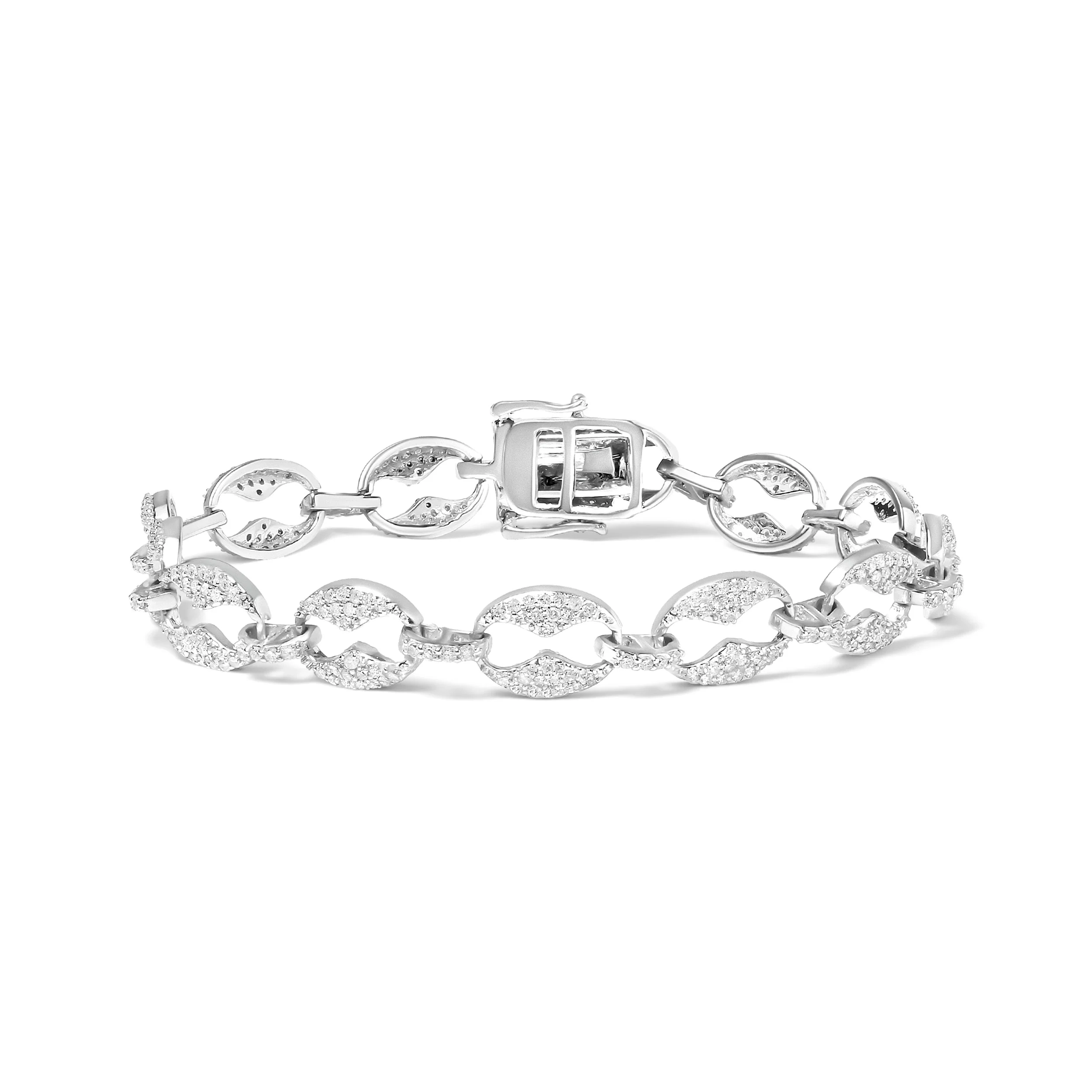 14K White Gold 1 1/2 Cttw Round Diamond Set Link Bracelet (I-J Color, I1-I2 Clarity) - 7" - Image 6