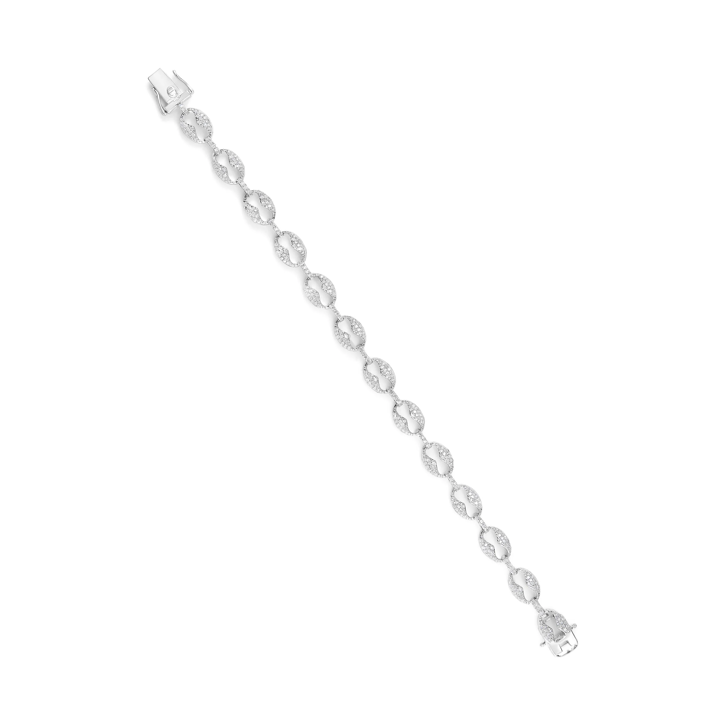 14K White Gold 1 1/2 Cttw Round Diamond Set Link Bracelet (I-J Color, I1-I2 Clarity) - 7" - Image 8