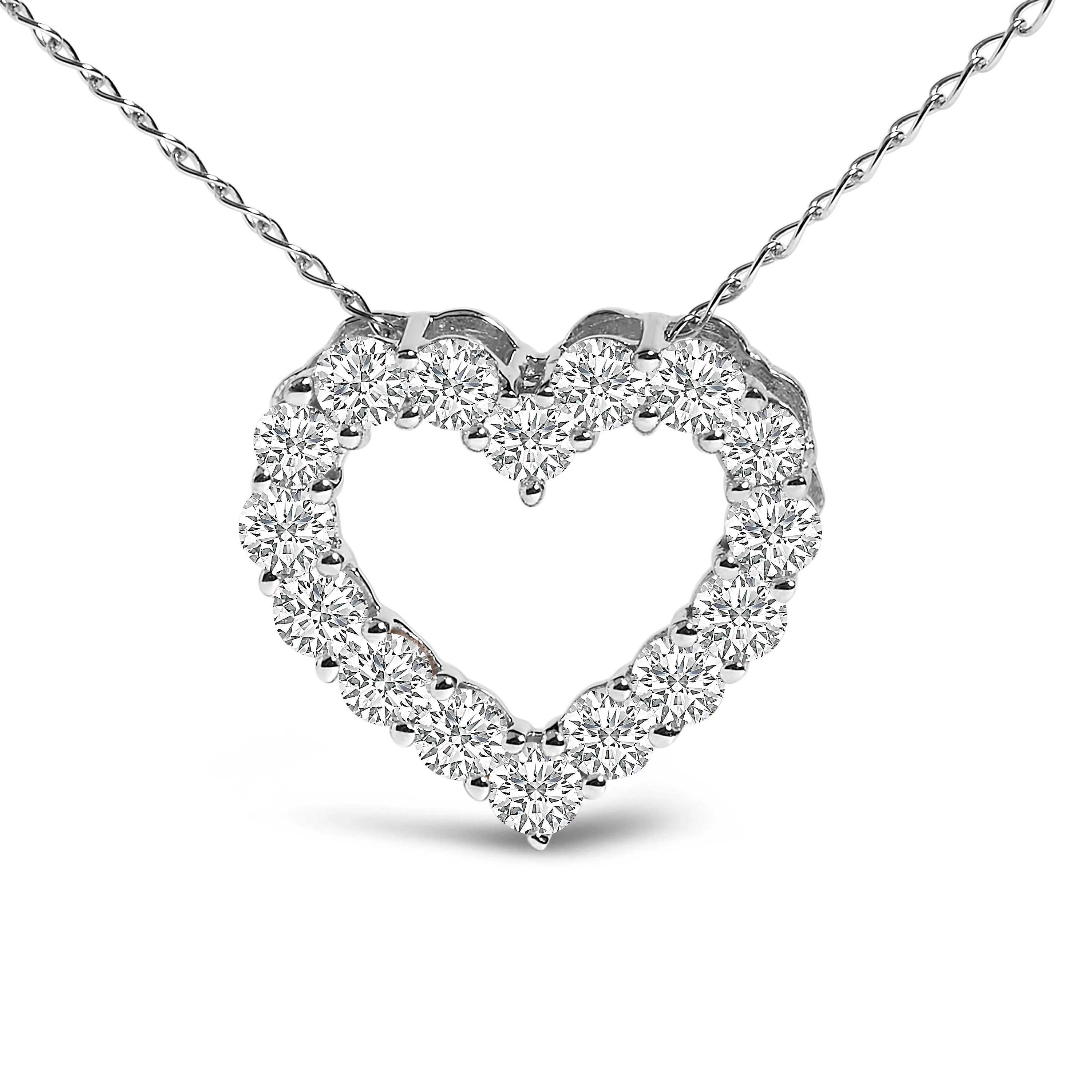 14K White Gold 1/2 Carat Lab Grown Diamond Heart Shape Pendant Necklace - Image 2