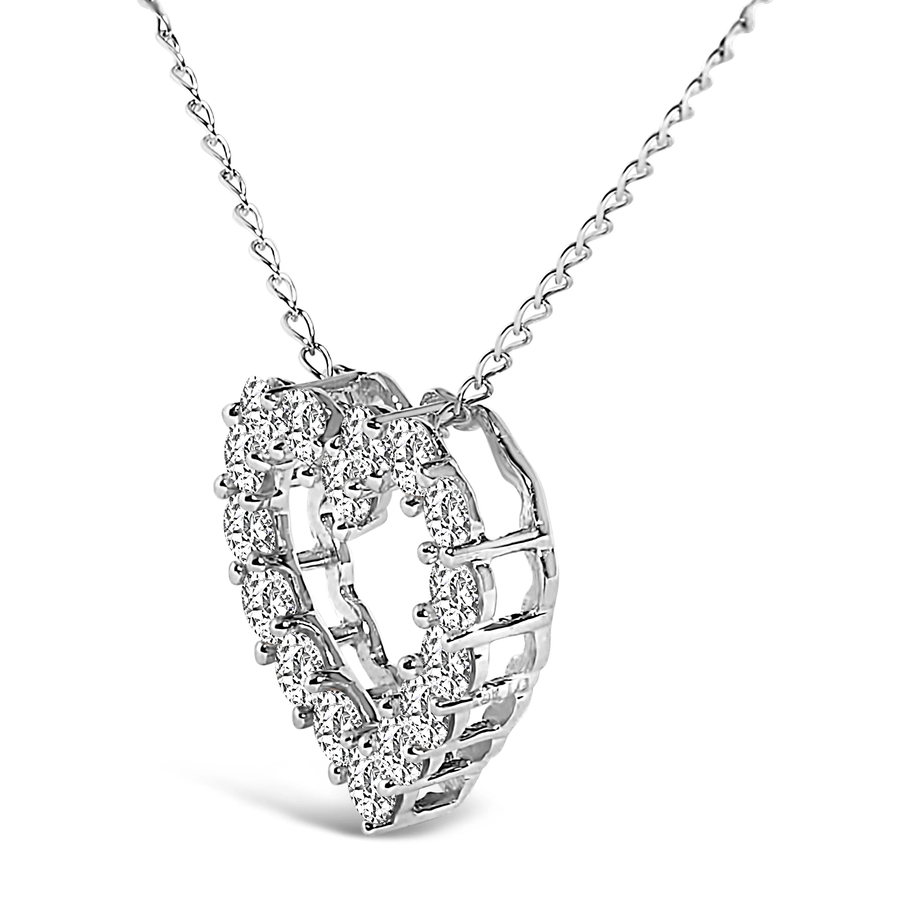 14K White Gold 1/2 Carat Lab Grown Diamond Heart Shape Pendant Necklace - Image 3