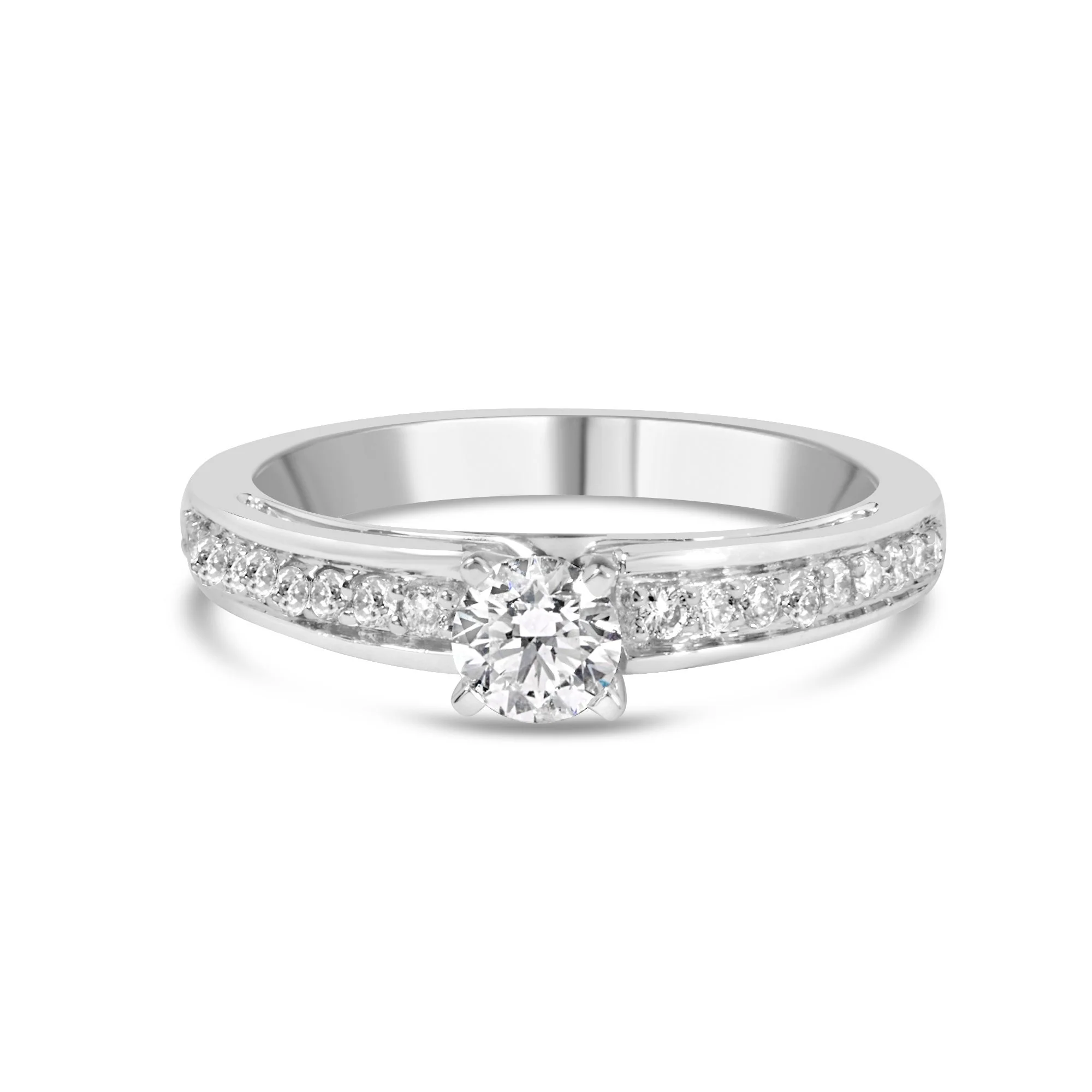 14K White Gold 1/2 Cttw Diamond Solitaire Pave Set Engagement Ring (G-H Color, VS2-SI1 Clarity) - Size 7 - Image 2