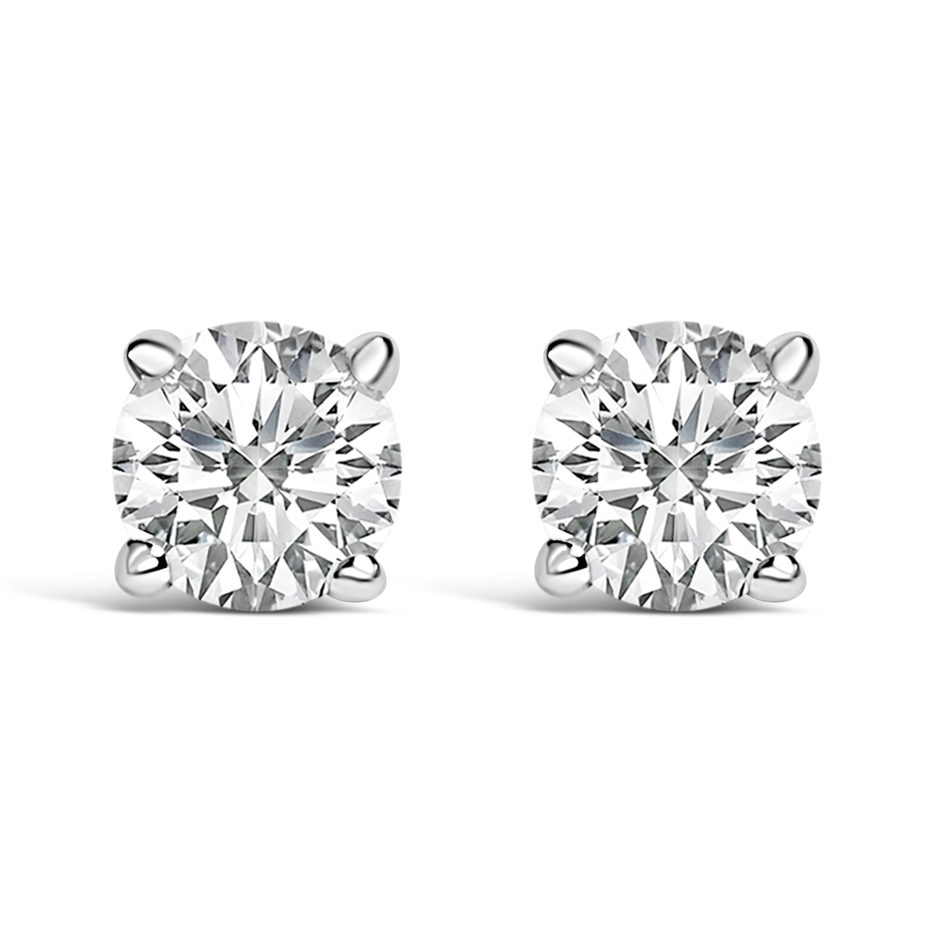 14K White Gold 1/2 Cttw Lab Grown Diamond Solitaire Stud Earrings