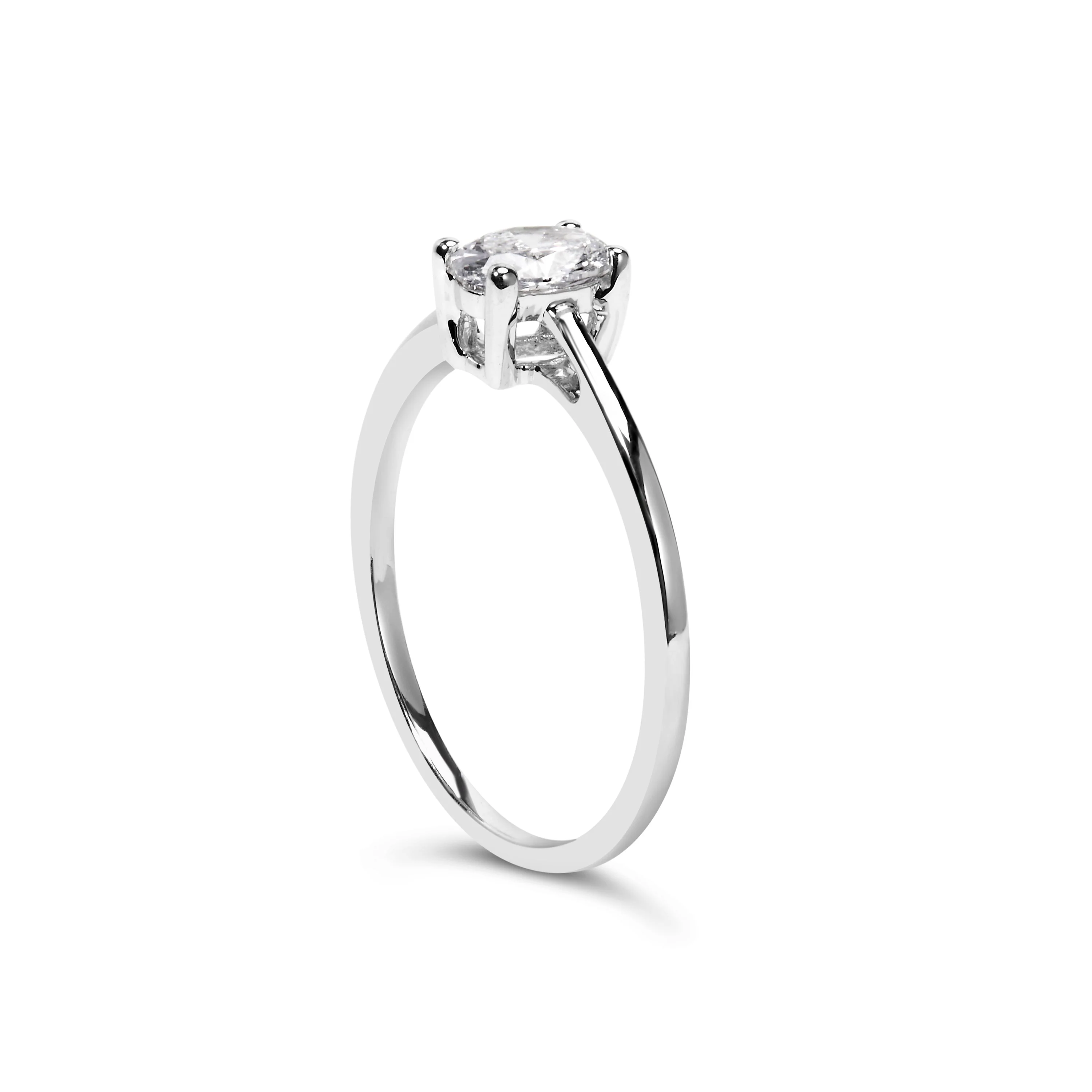 14K White Gold 1/2 Cttw Oval Lab Grown Diamond 4 Prong Solitaire Engagement Ring (F-G Color, VS2-SI1 Clarity) - Size 7 - Image 4