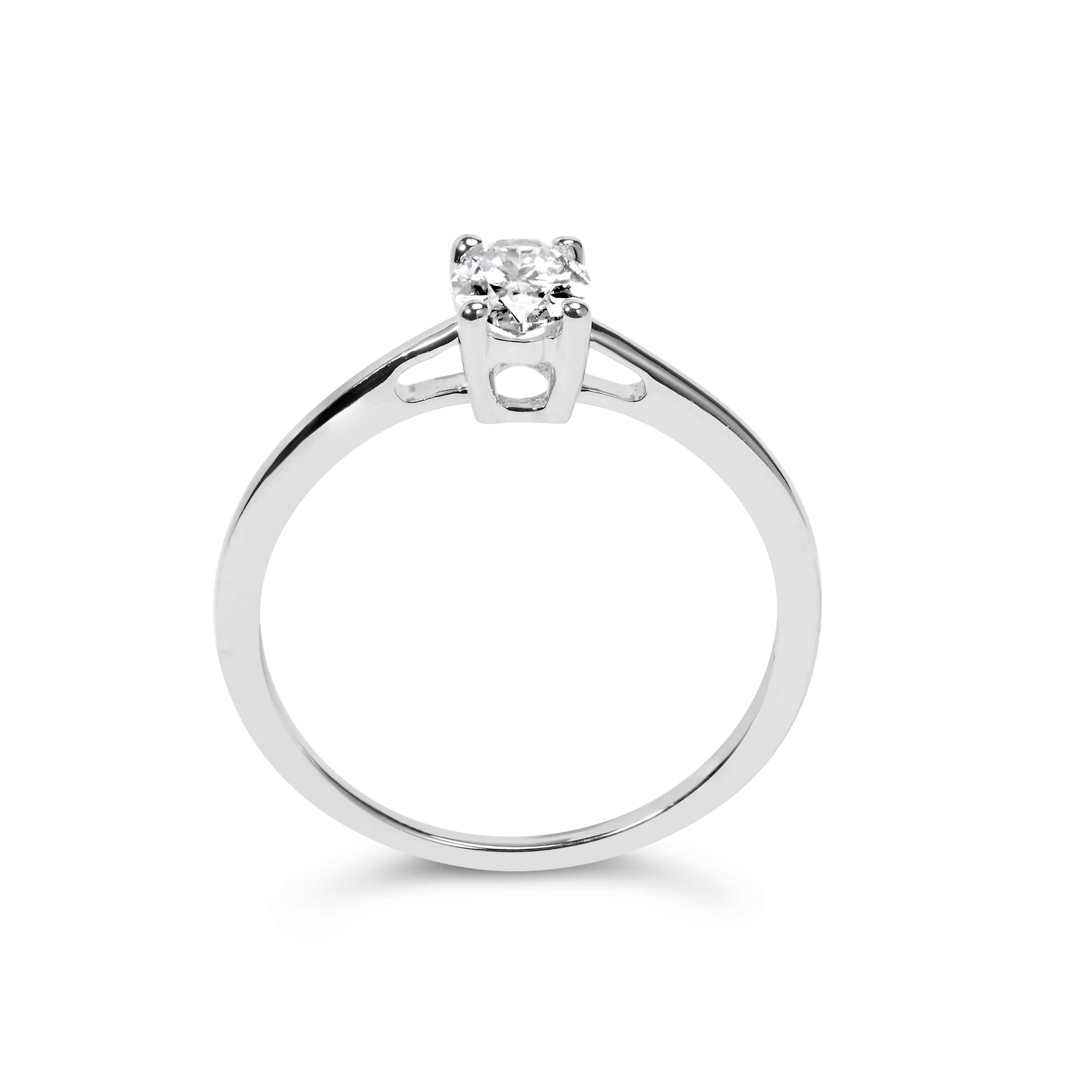 14K White Gold 1/2 Cttw Oval Lab Grown Diamond 4 Prong Solitaire Engagement Ring (F-G Color, VS2-SI1 Clarity) - Size 7 - Image 5