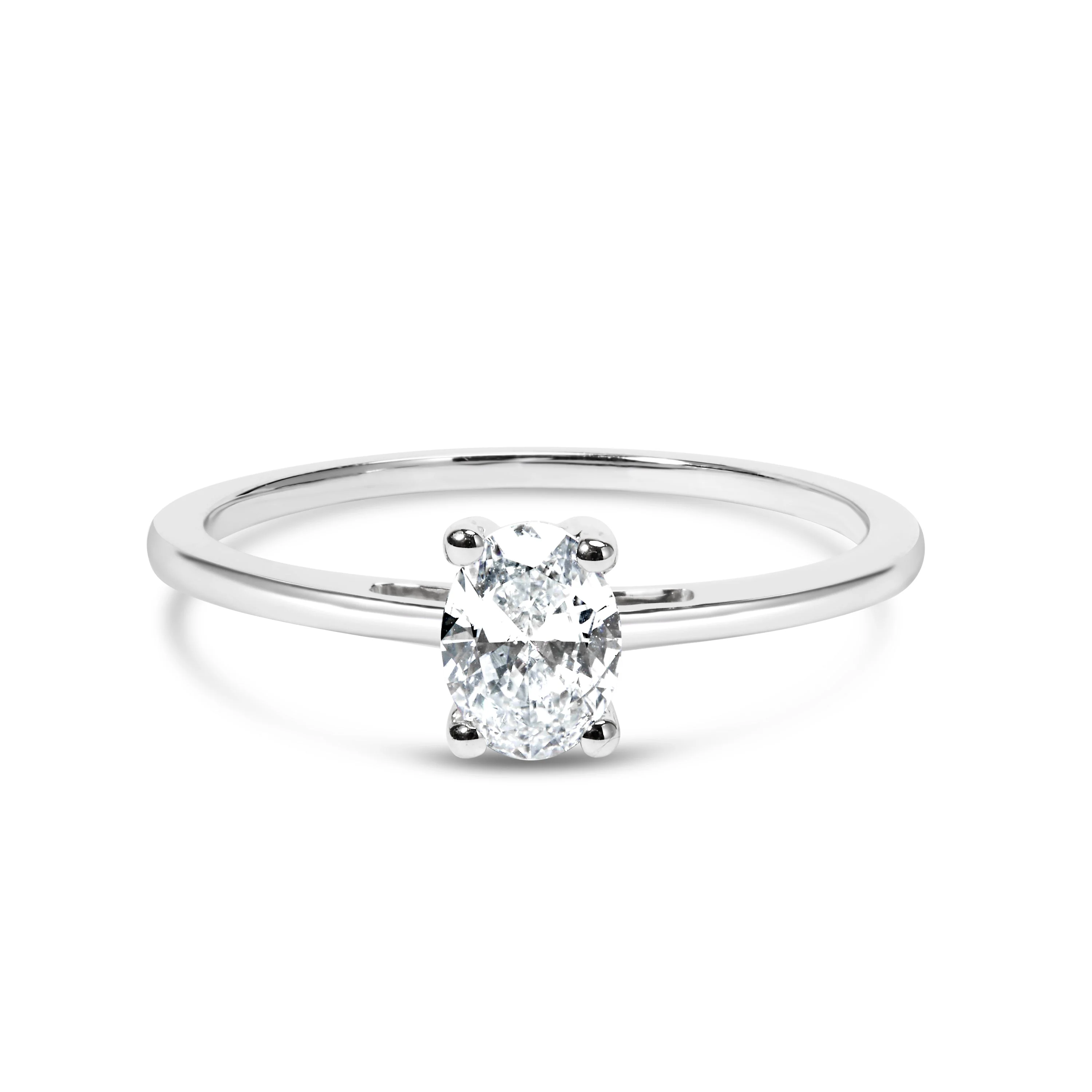 14K White Gold 1/2 Cttw Oval Lab Grown Diamond 4 Prong Solitaire Engagement Ring (F-G Color, VS2-SI1 Clarity) - Size 7 - Image 6