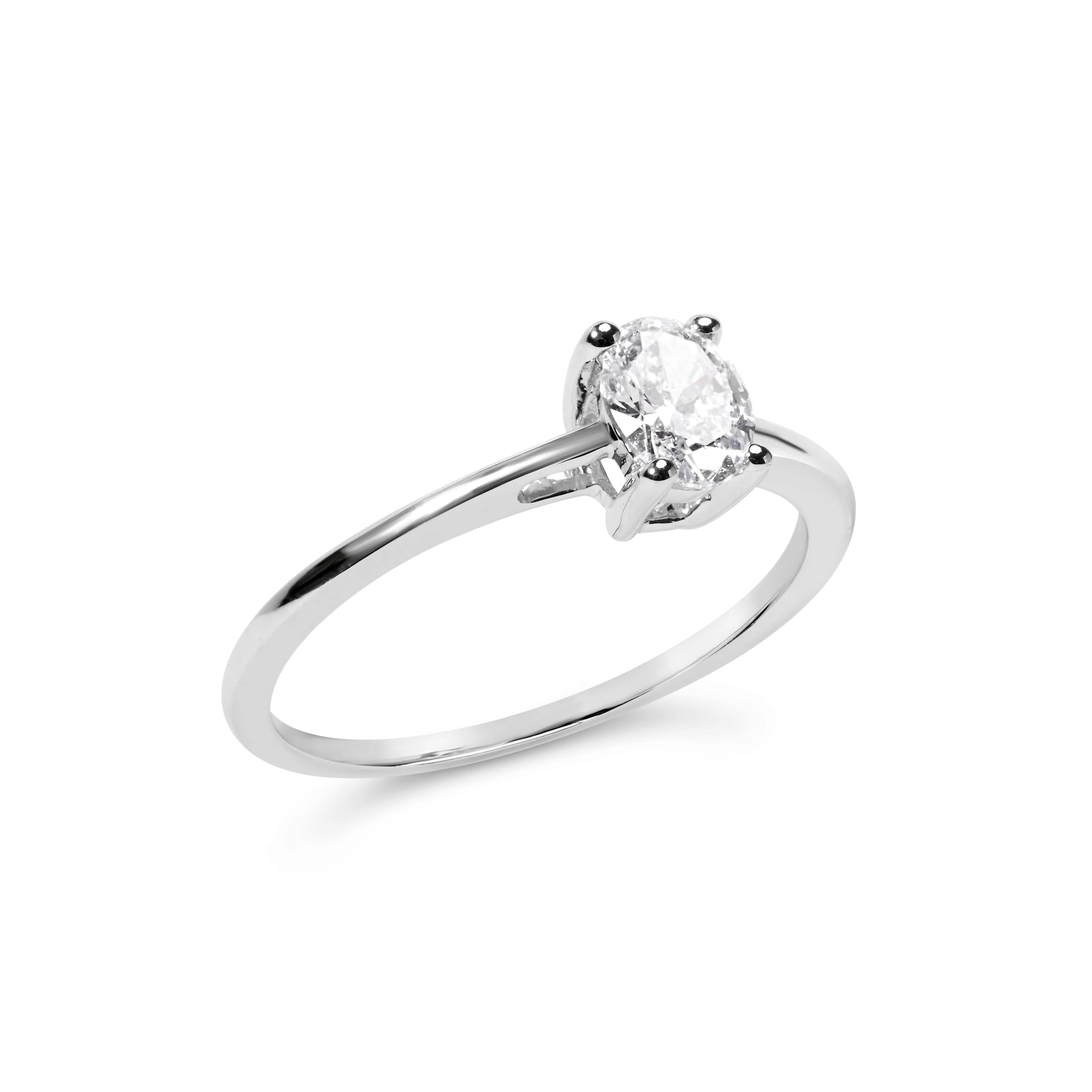 14K White Gold 1/2 Cttw Oval Lab Grown Diamond 4 Prong Solitaire Engagement Ring (F-G Color, VS2-SI1 Clarity) - Size 7 - Image 8